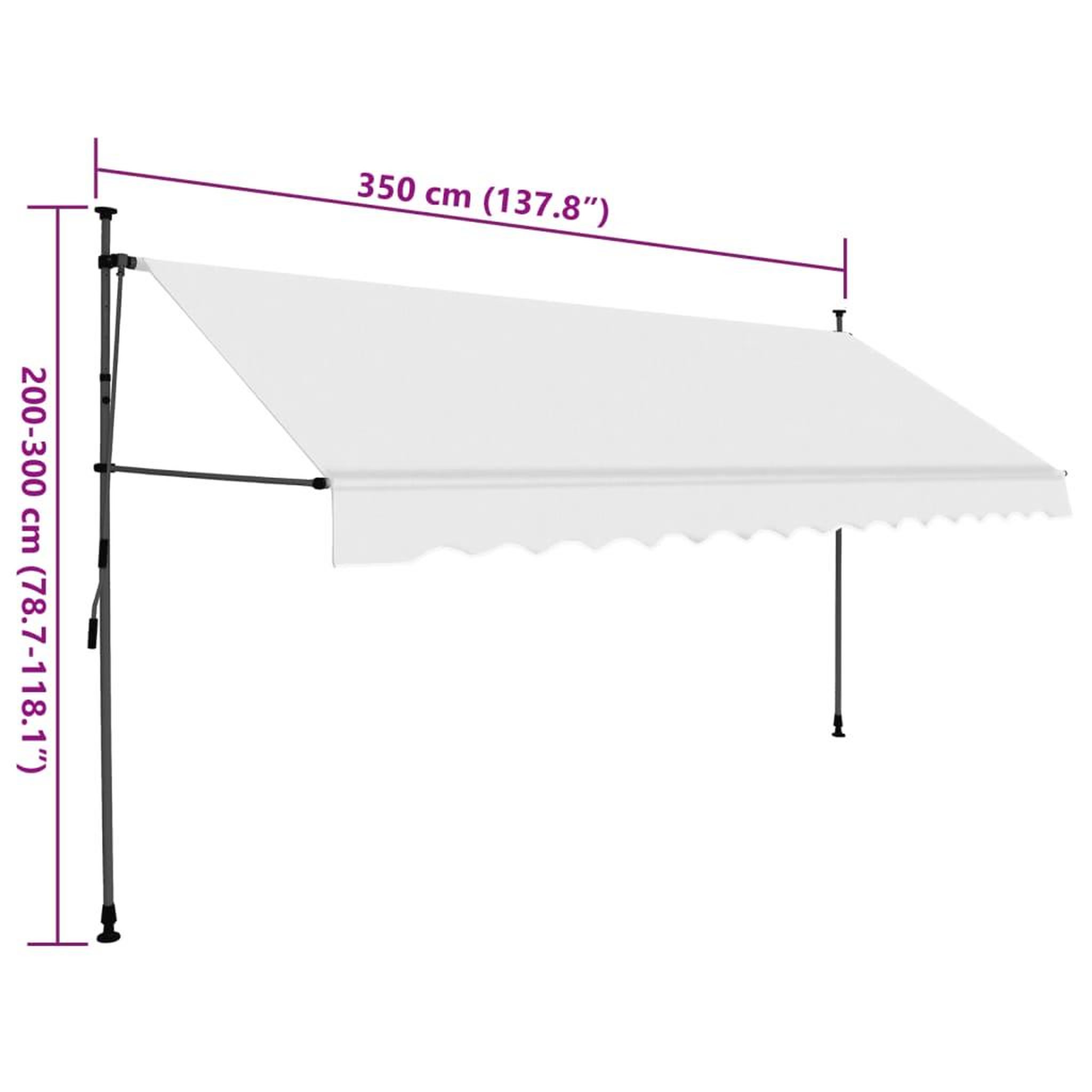 Voir la diapositive 6 : VIDAXL Auvent manuel retractable avec LED 350 cm Creme