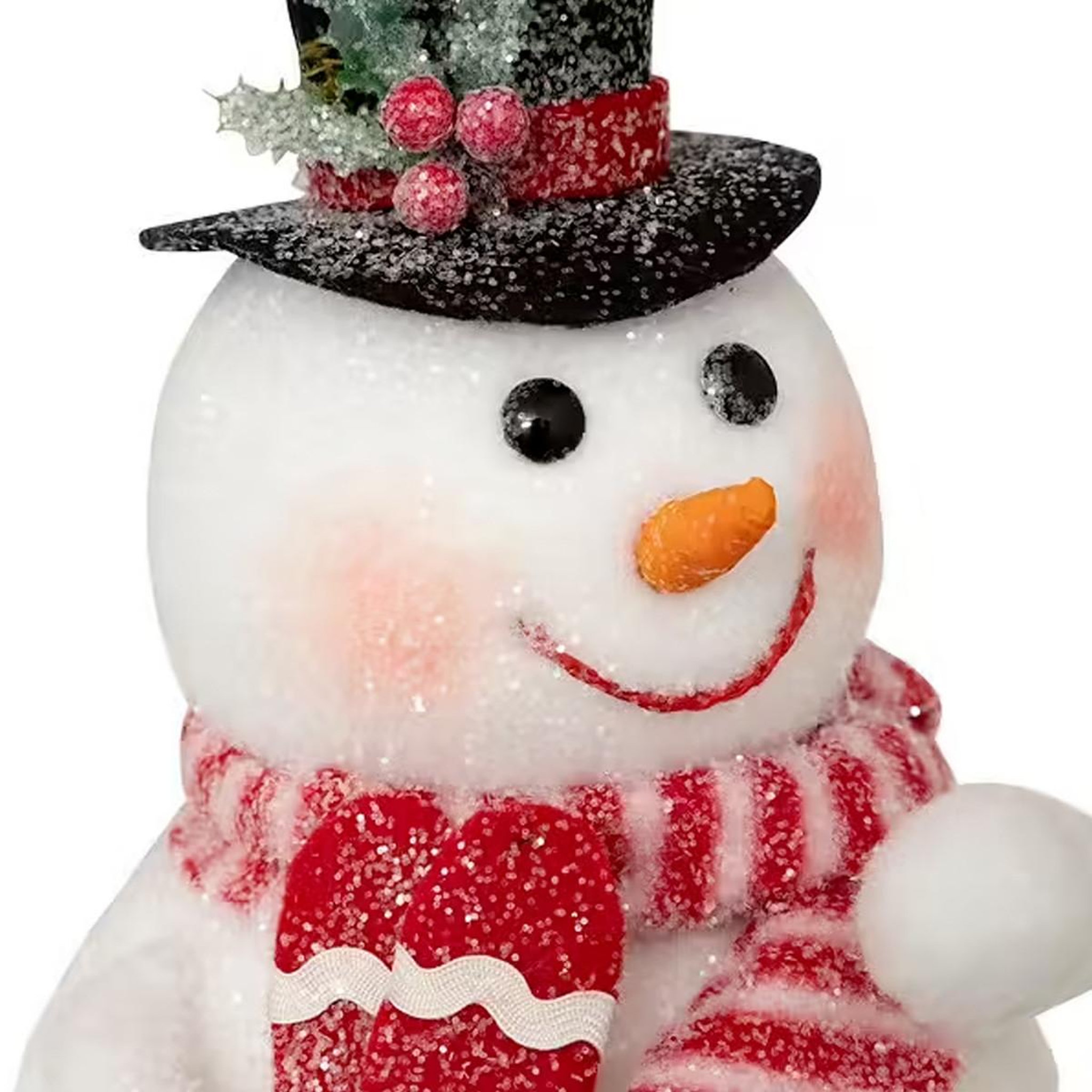 Voir la diapositive 2 : ATMOSPHERA Bonhomme de neige déco  chapeau  23cm blanc