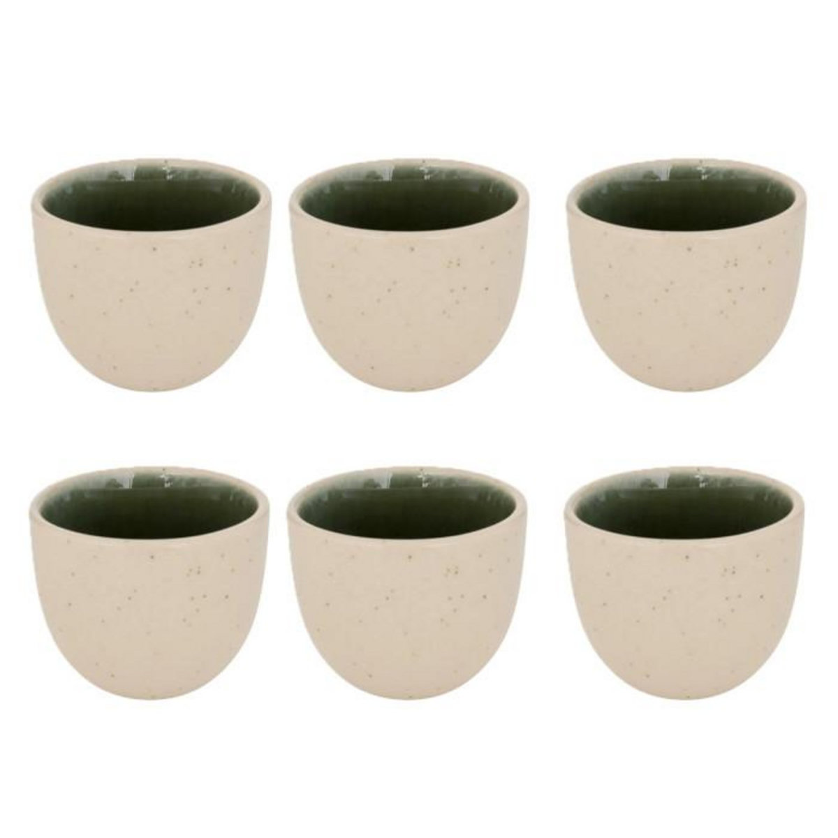 SECRET DE GOURMET Lot de 6 Tasses à Café en Faïence  Wonja  10cl Vert