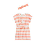 Petit Béguin Robe enfant en éponge + headband Honfleur. Coloris disponibles : Rose
