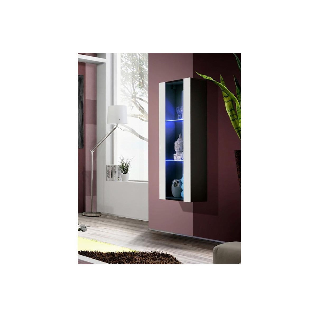 Paris Prix Vitrine LED Murale Design  Fly A2  126cm Blanc & Noir
