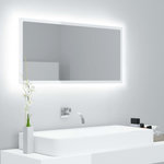 VIDAXL Miroir à LED de bain Blanc brillant 90x8,5x37 cm Acrylique