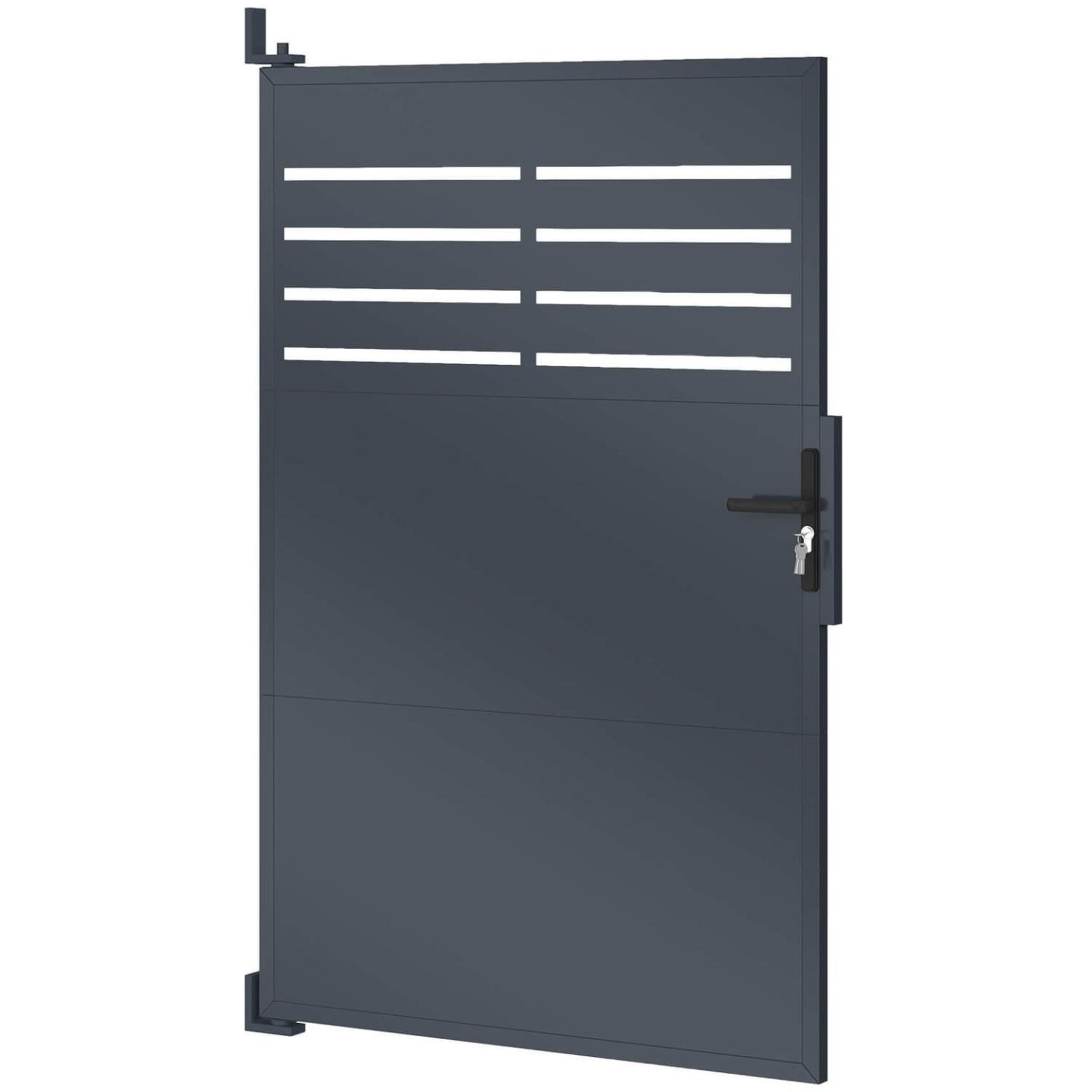 ID MARKET Portillon 100 x 160 cm en acier ajouré gris anthracite