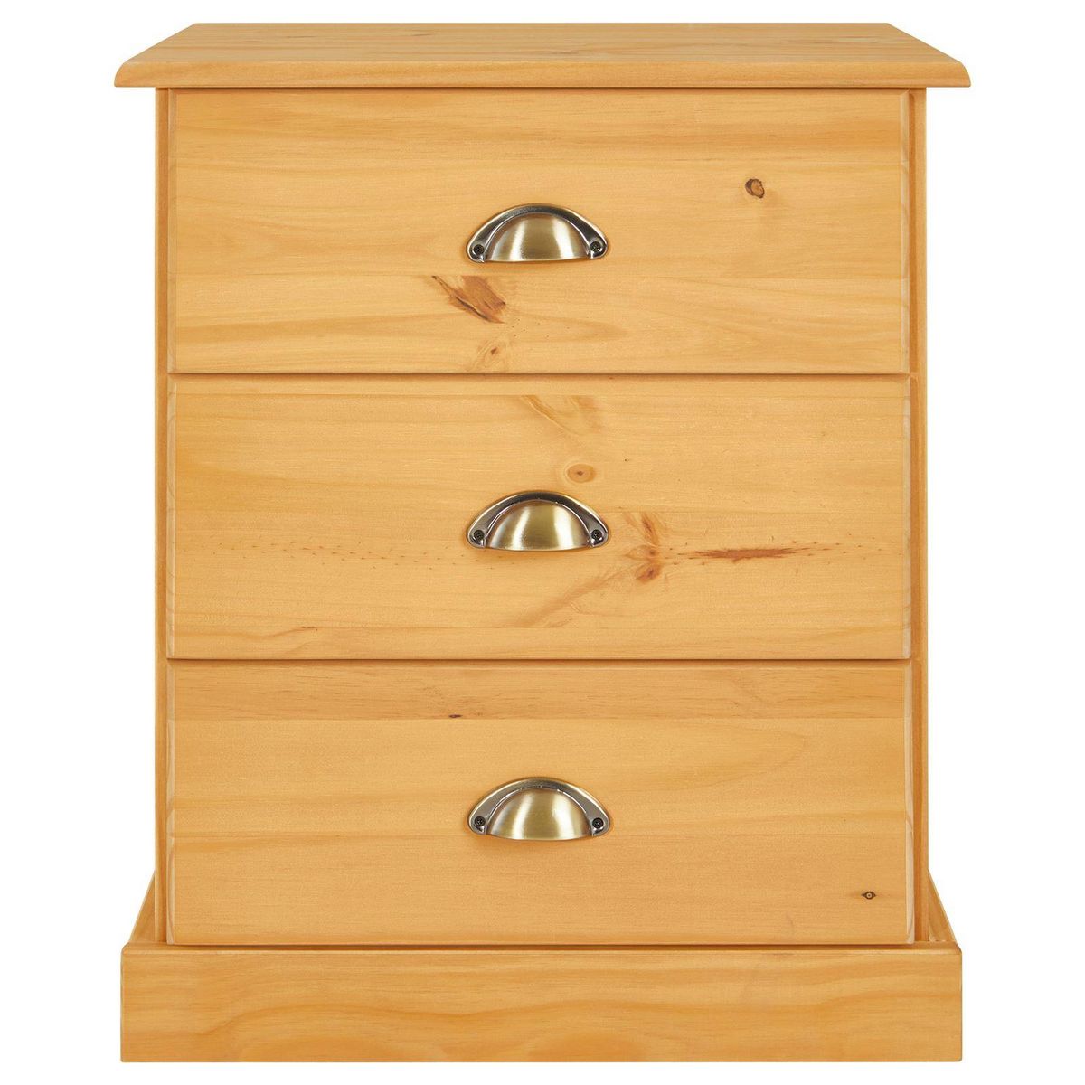 IDIMEX Table de chevet PARIS en pin massif, 3 tiroirs