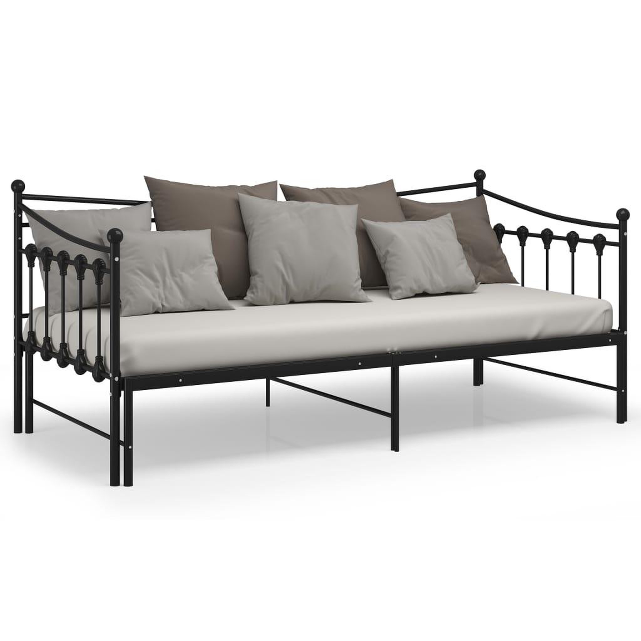 Voir la diapositive 4 : VIDAXL Cadre de canape-lit extensible sans matelas Noir Metal 90x200cm