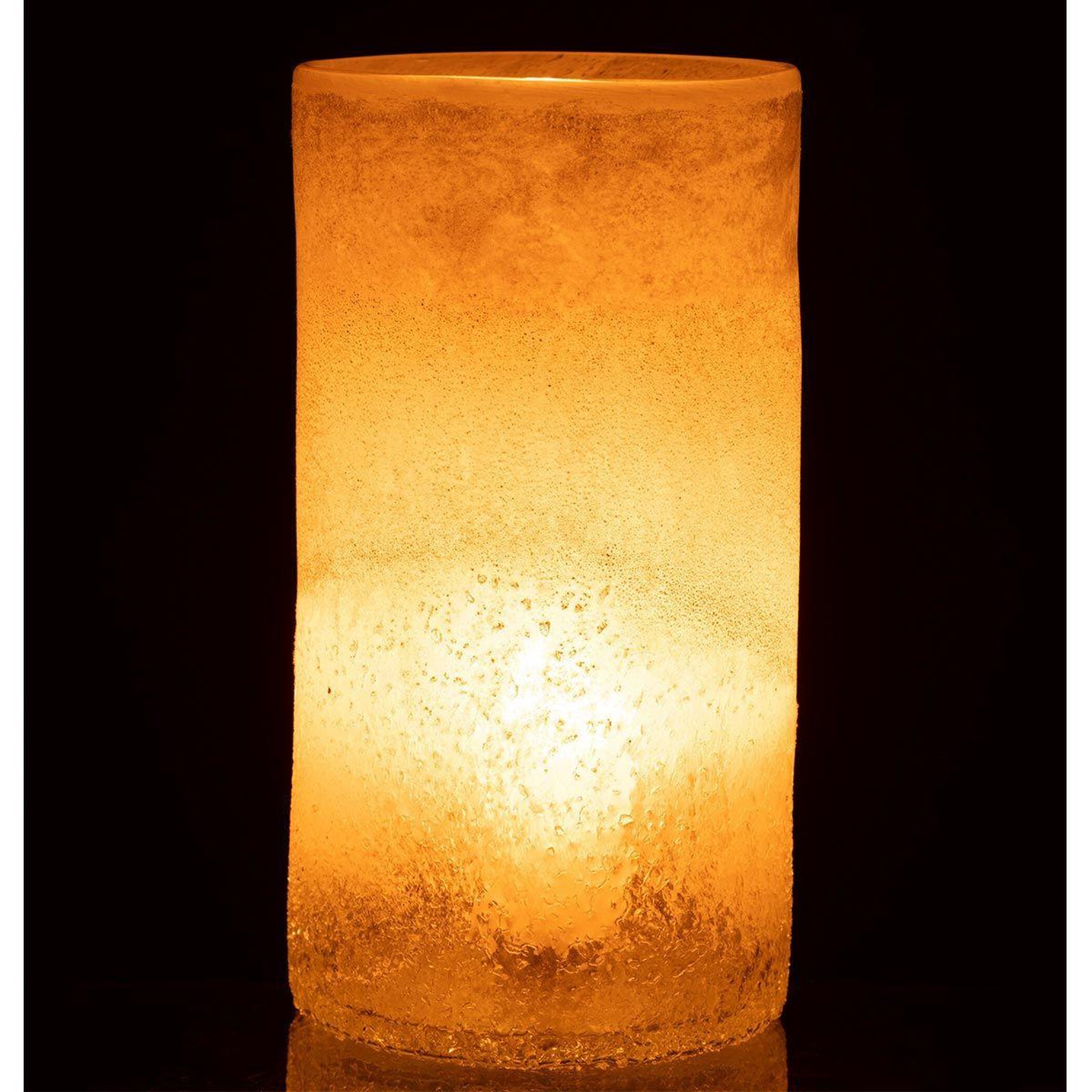 Voir la diapositive 3 : J-LINE Vase Cylindre en Verre  Sumina  29cm Beige