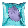 Voir la diapositive 2 : Paris Prix Coussin Déco Réversible  Sequin  45x45cm Bleu & Mauve