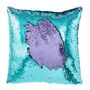 Voir la diapositive 2 : Paris Prix Coussin Déco Réversible  Sequin  45x45cm Bleu & Mauve