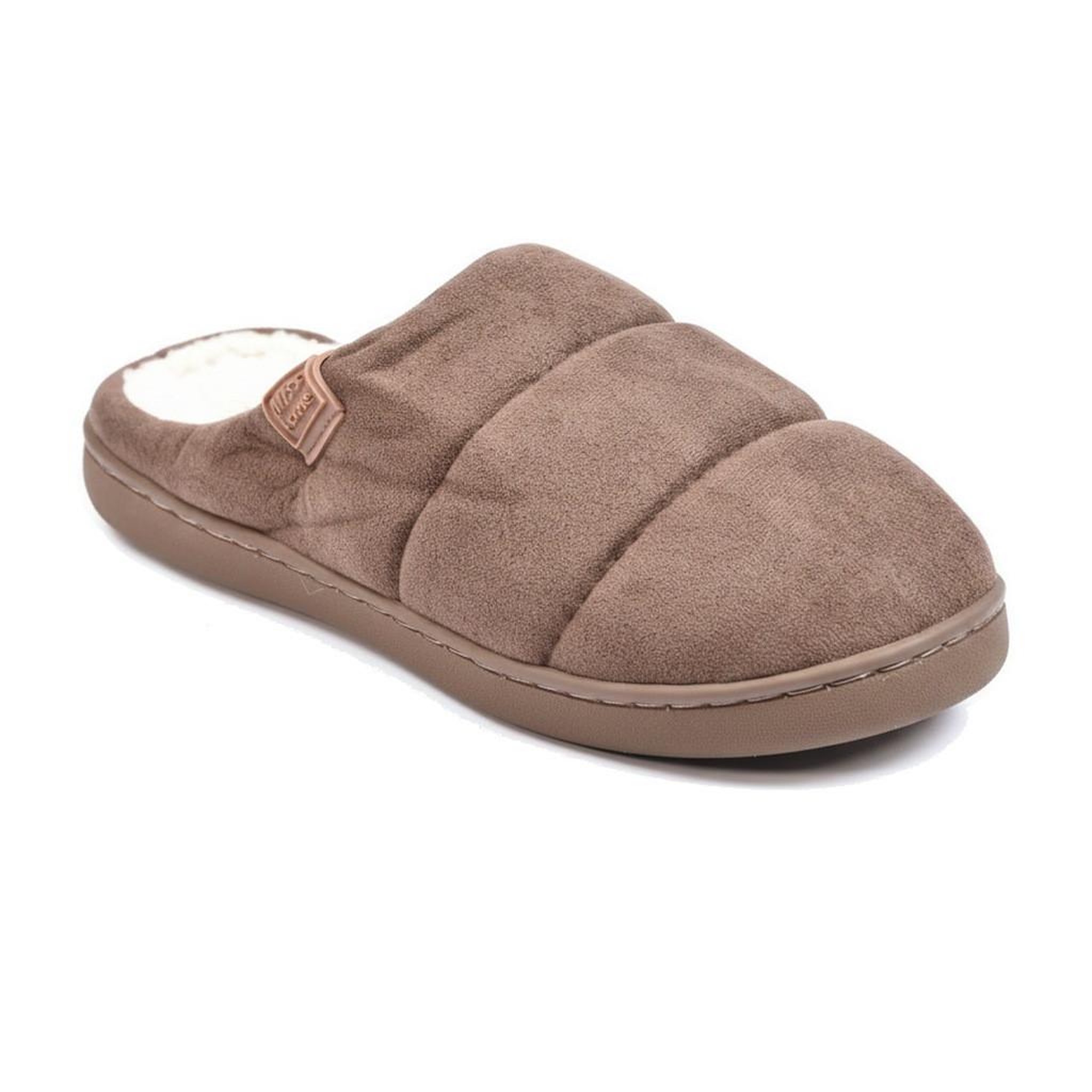 OZABI OZABI Mules Femme, Suédine Matelassée Effet Doudoune, Doublure Fourrure. Coloris disponibles : Marron, Beige