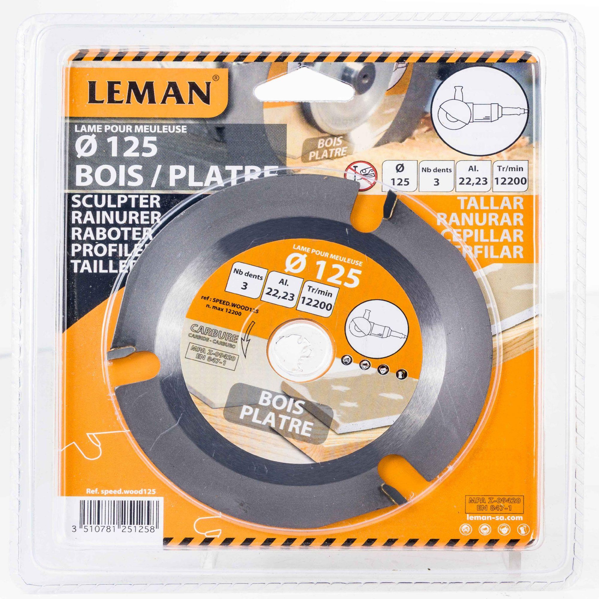 Voir la diapositive 2 : Leman Disque diamètre 125mm carbure Speedwood
