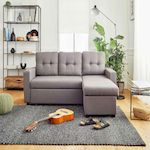 BEST MOBILIER Tulipe - canapé d'angle réversible - 4 places - convertible avec coffre - en tissu. Coloris disponibles : Gris