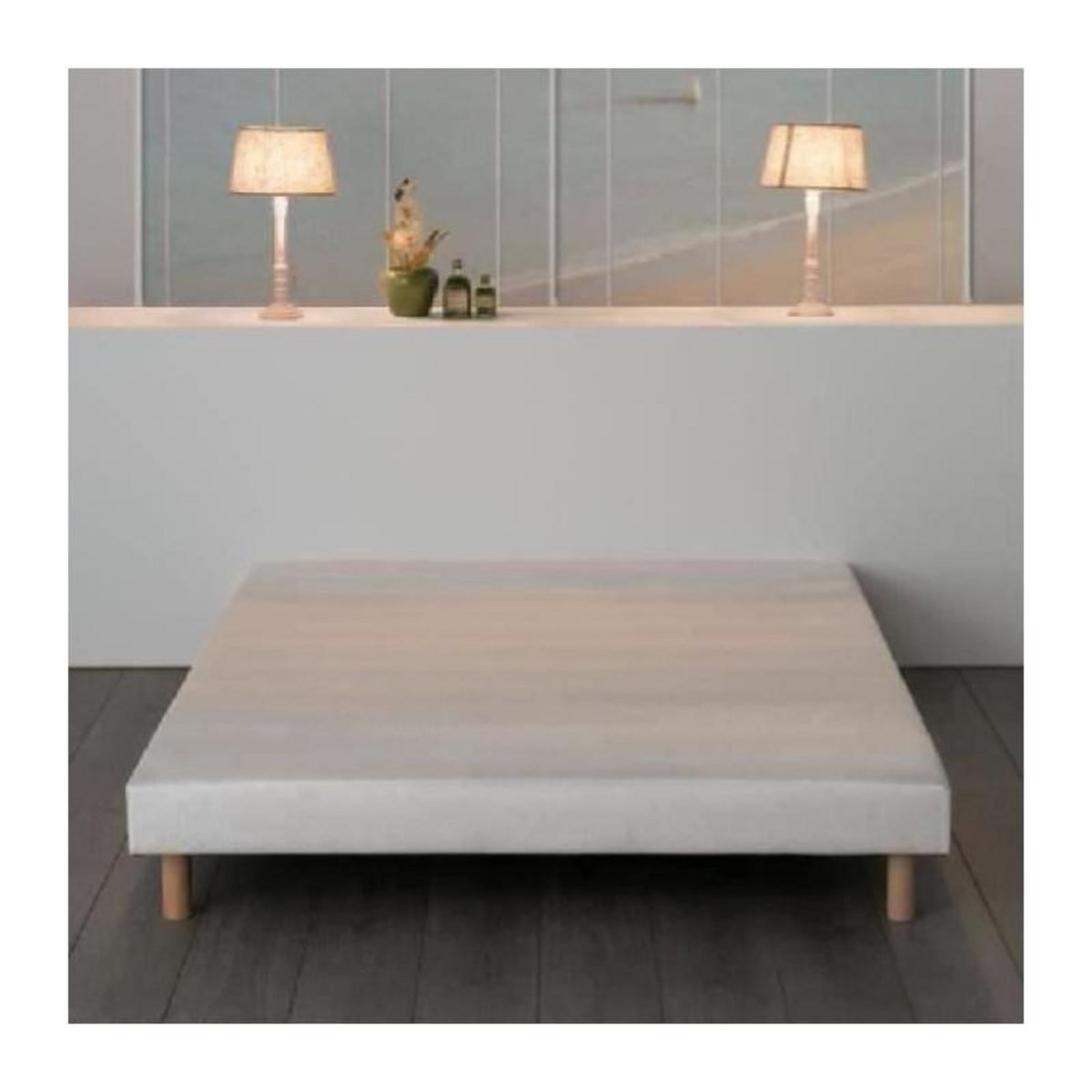 FINLANDEK Sommier tapissier a lattes 140 x 190 - Bois massif blanc + pieds - FINLANDEK Rakenne