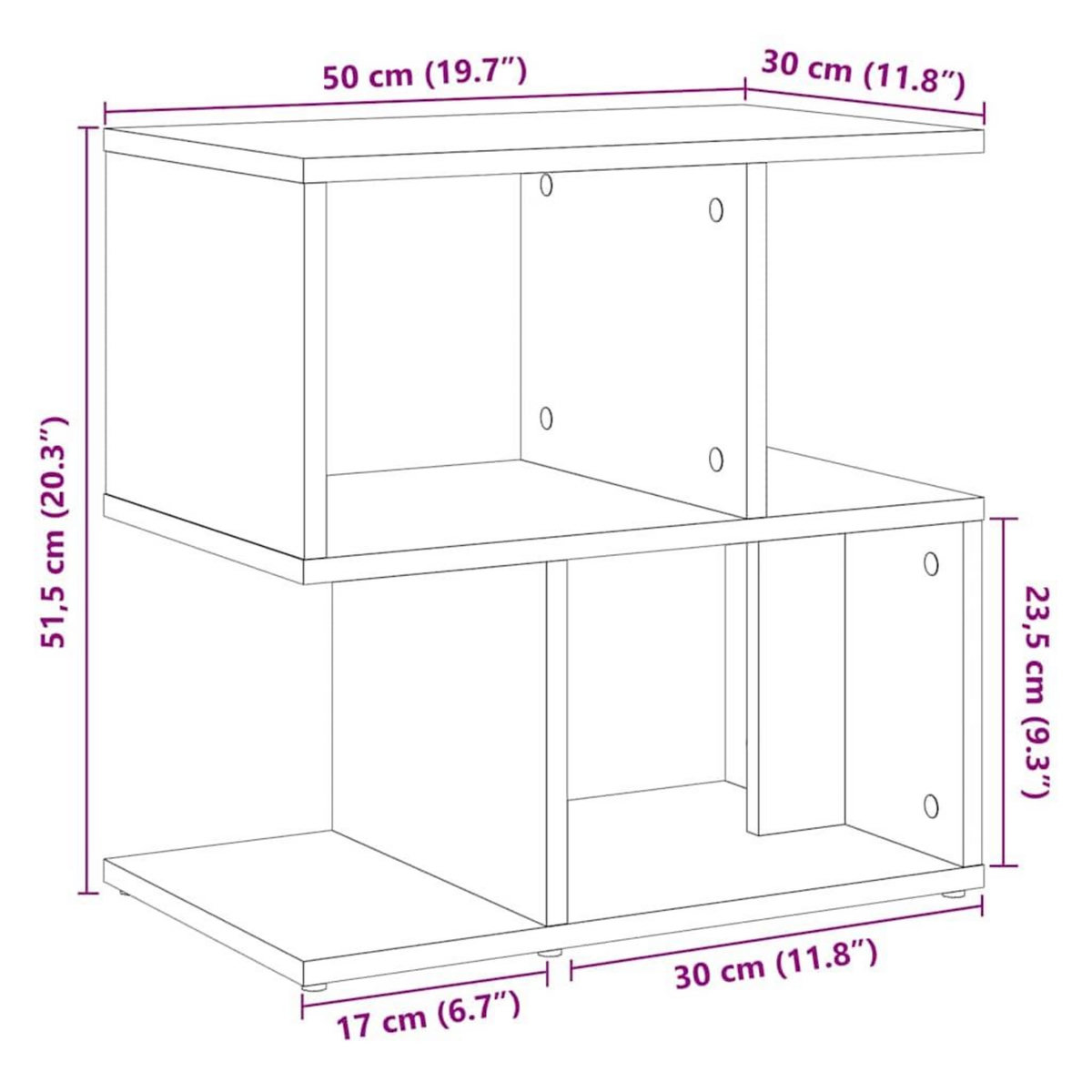 VIDAXL Table de chevet vieux bois 50x30x51,5 cm bois d'ingenierie
