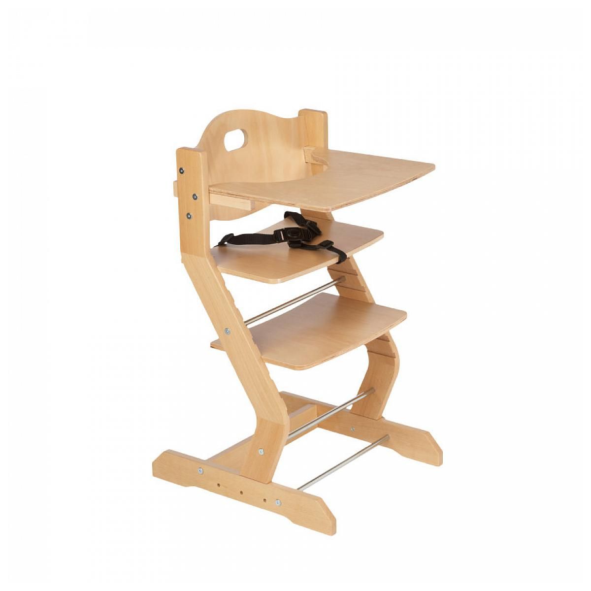 TISSI Chaise haute pour enfant en hêtre massif naturel