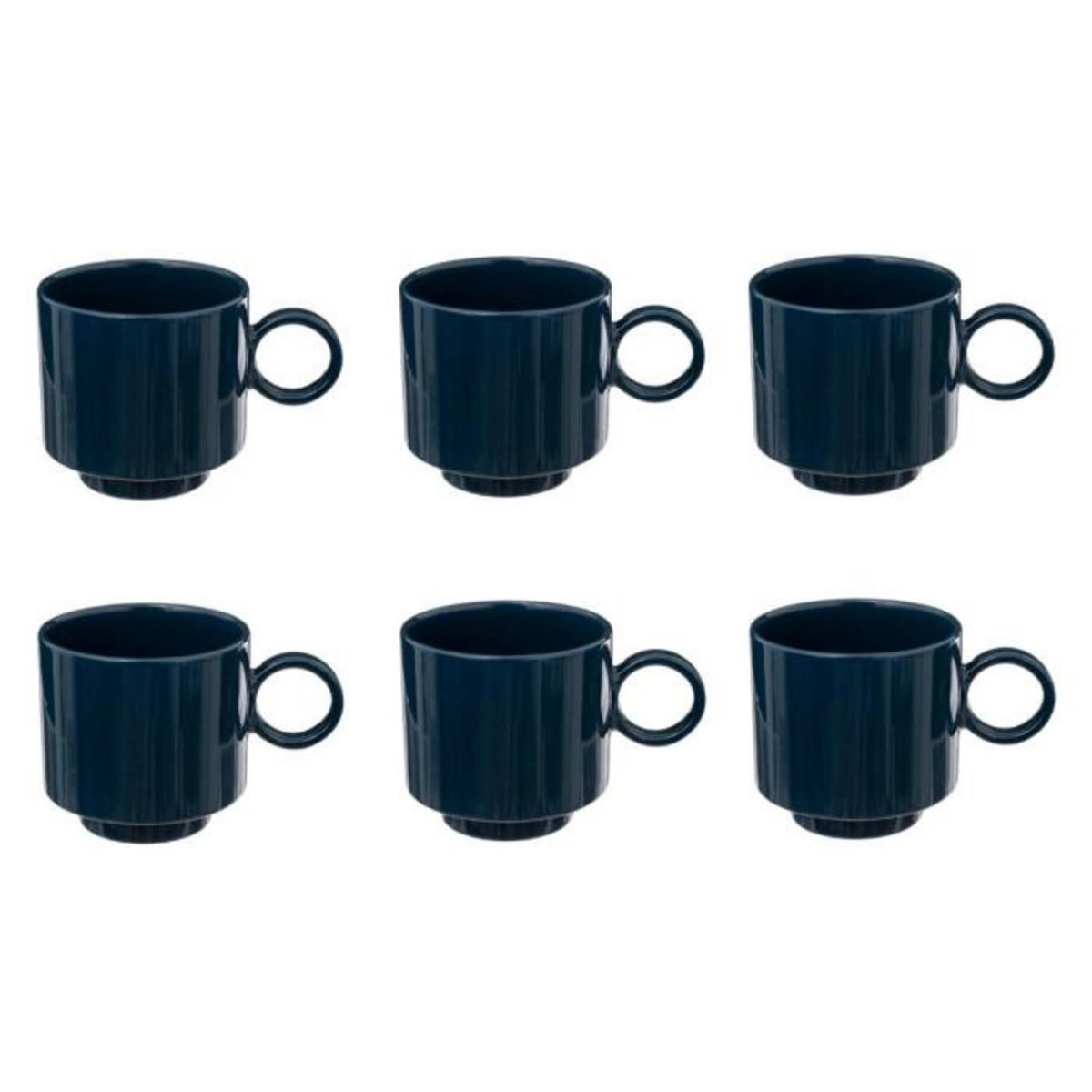 SECRET DE GOURMET Lot de 6 Mugs en Céramique  Anne  38cl Bleu Encre