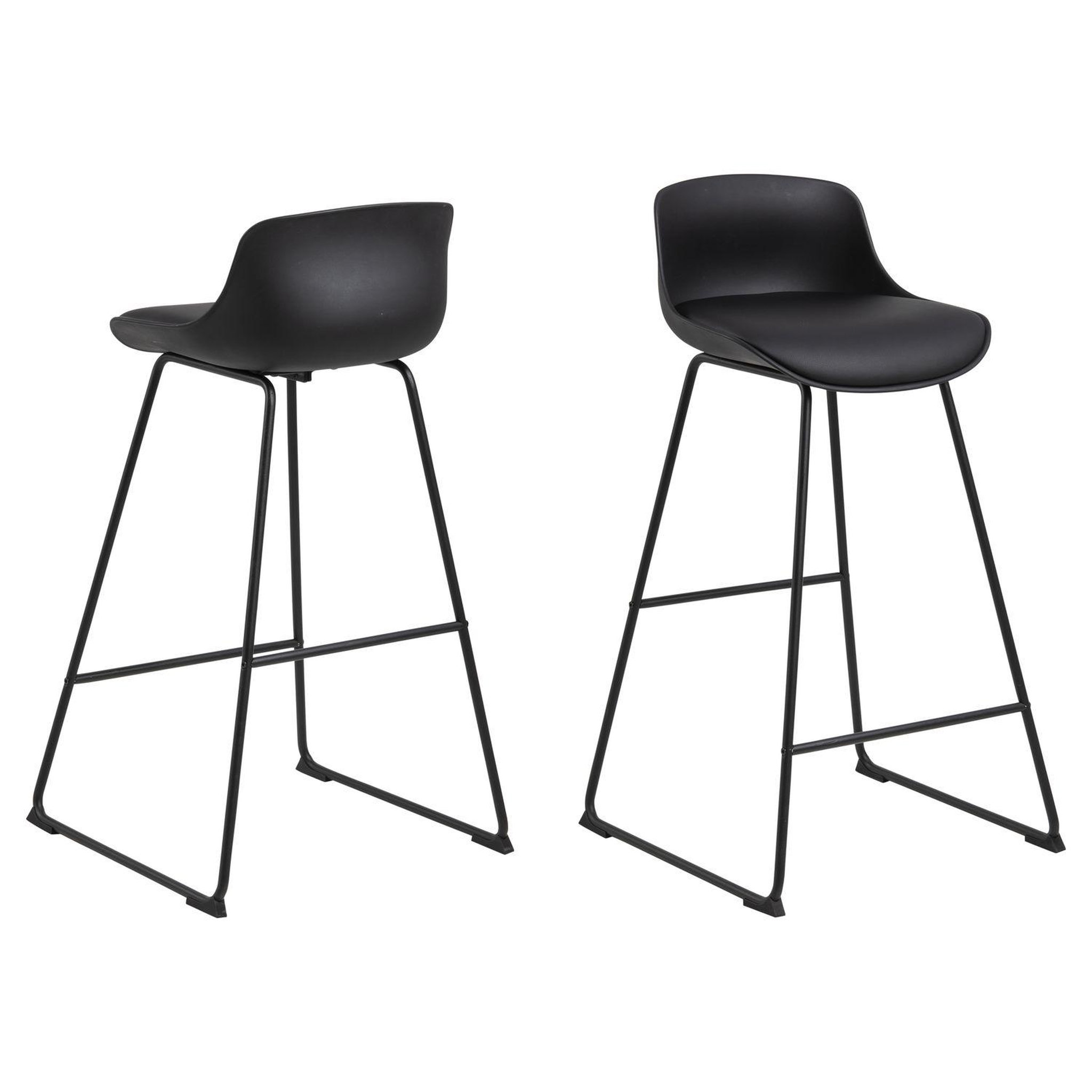 TOILINUX Lot de 2 tabourets de bar en polypropylène et métal - noir