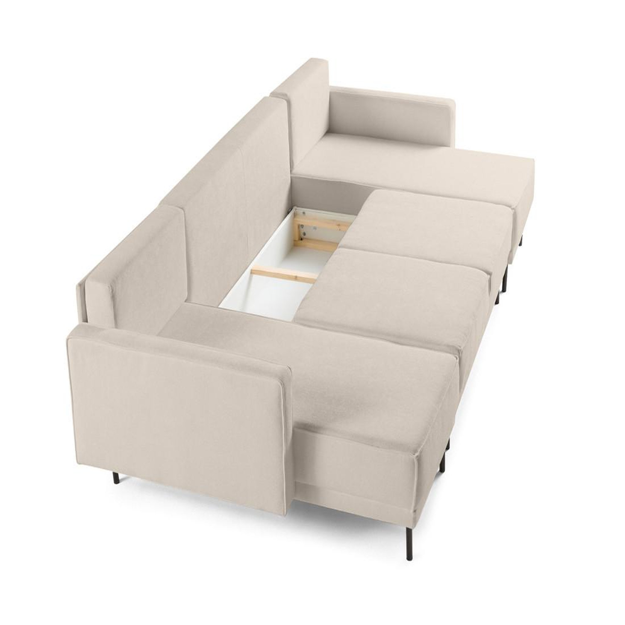 Voir la diapositive 5 : LISA DESIGN Charlie - canapé panoramique en u 7 places - convertible avec coffre - en tissu