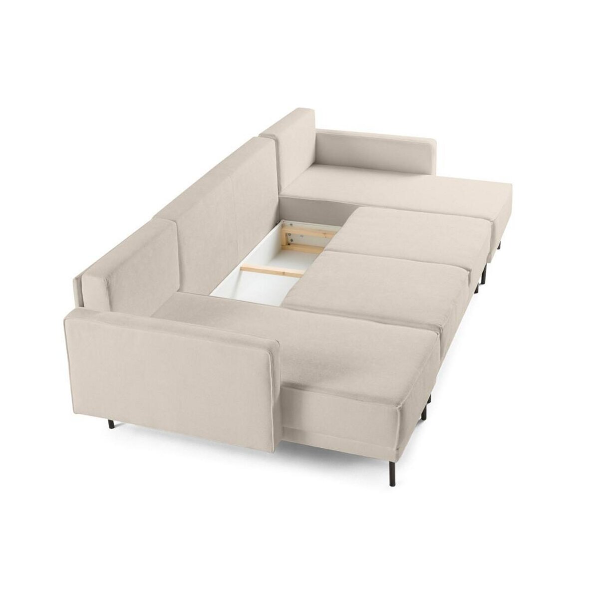 LISA DESIGN Charlie - canapé panoramique en u 7 places - convertible avec coffre - en tissu