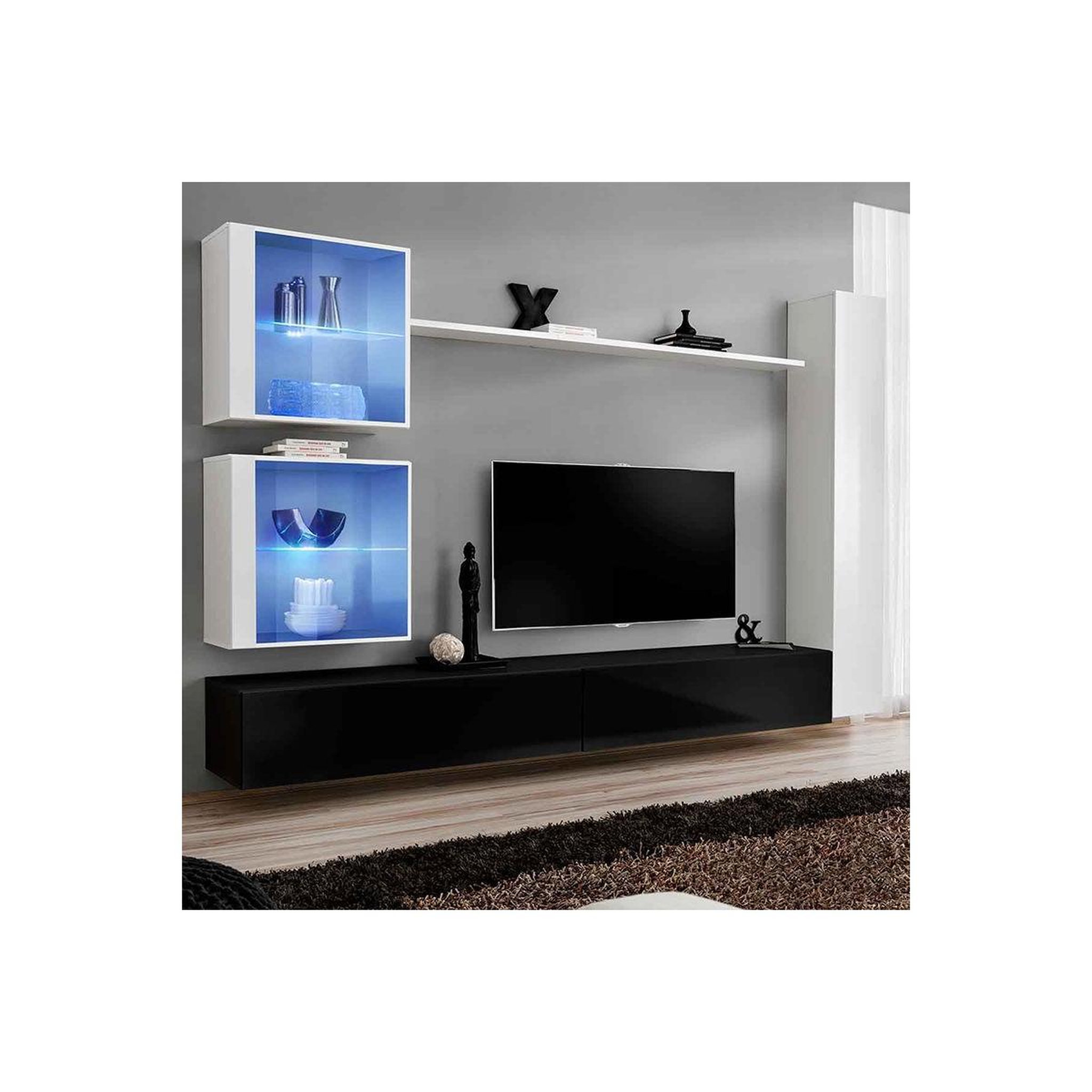 Paris Prix Meuble tv mural design  switch xviii  280cm noir & blanc