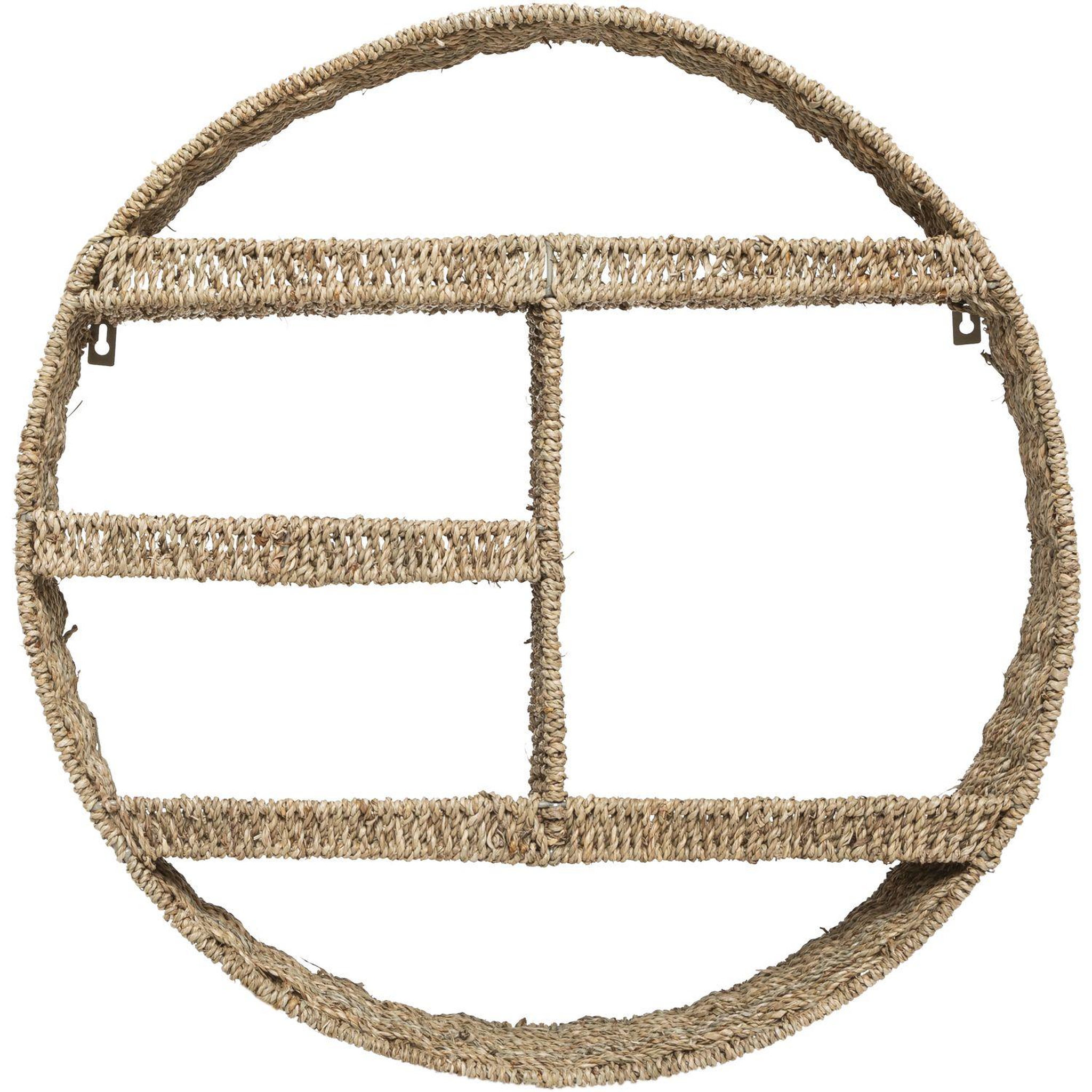 Voir la diapositive 2 : ATMOSPHERA Etagère murale ronde design roseau seagrass - diam. 58 cm - beige