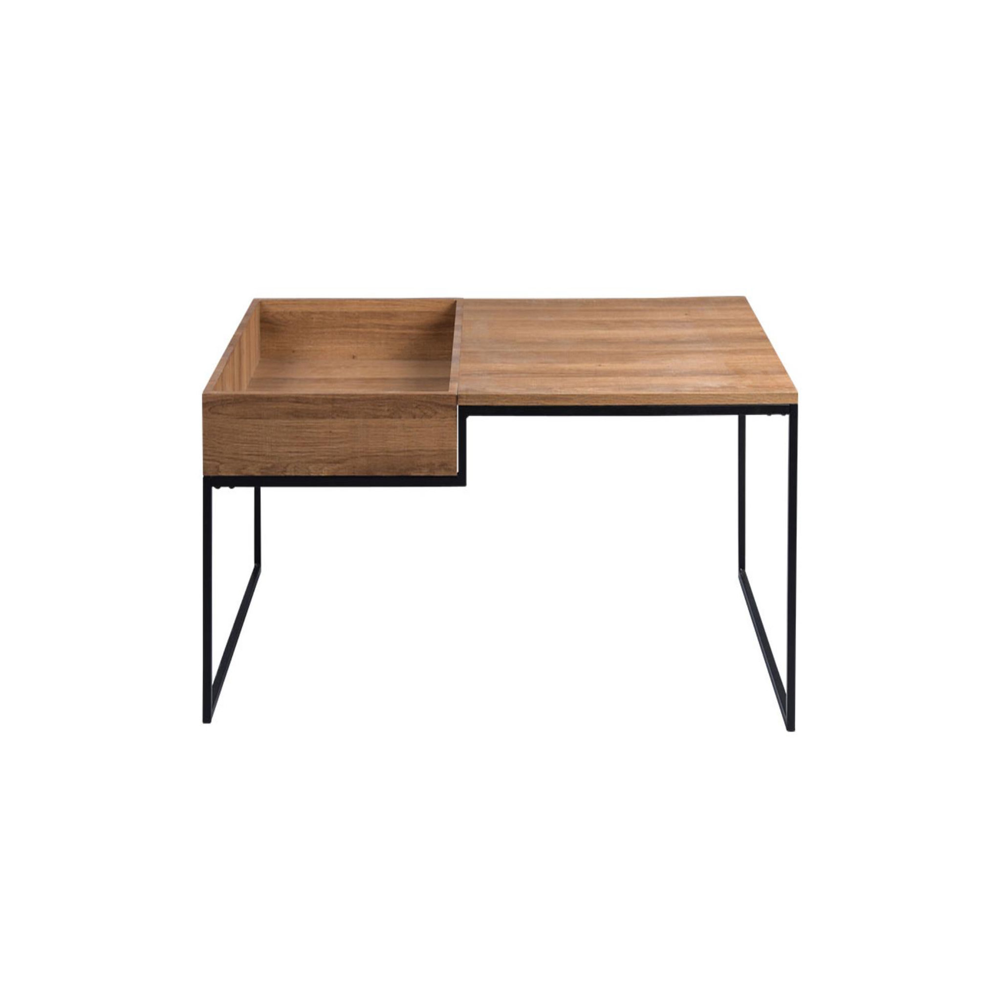 Voir la diapositive 1 : BEST MOBILIER Tim - table basse - effet bois et métal noir - 105 cm - style industriel