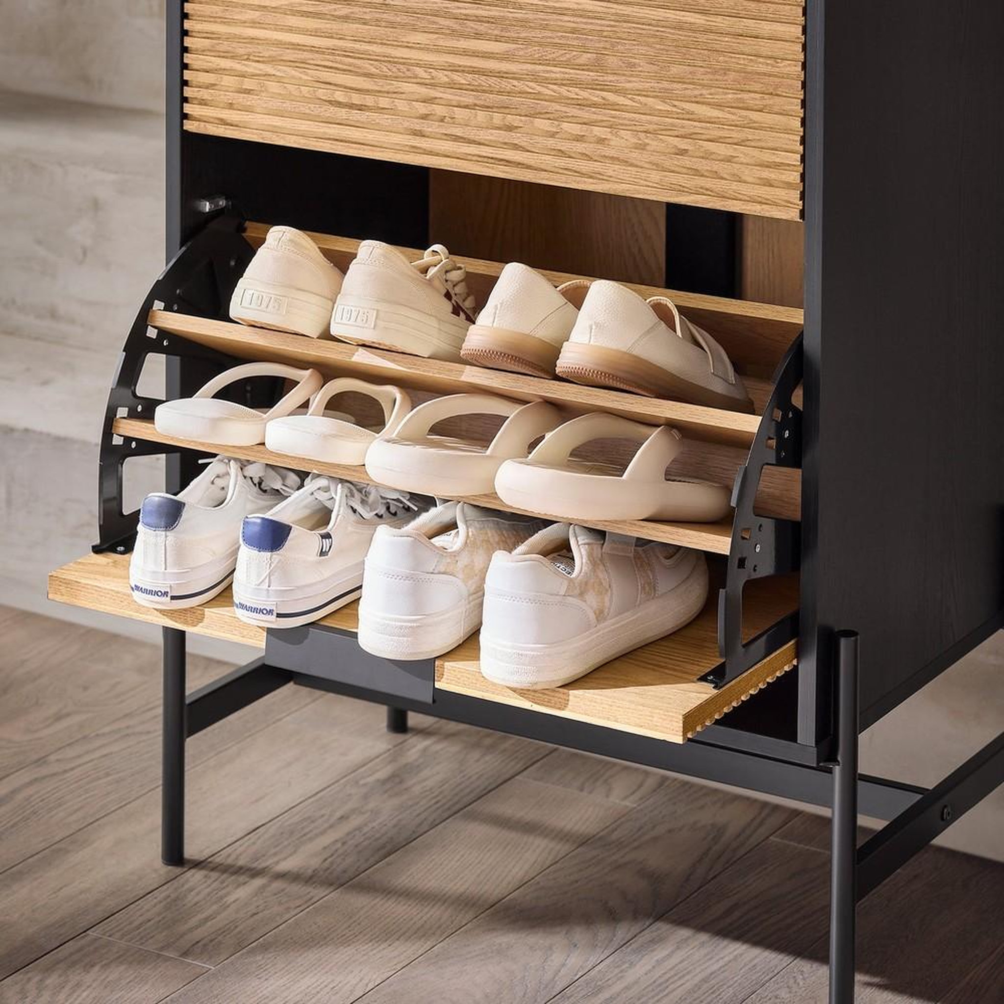 Voir la diapositive 4 : SOBUY SoBuy - Banc de rangement à chaussures avec 2 tiroirs - Chêne Clair - 64x40x115cm - HFSR03-SCH