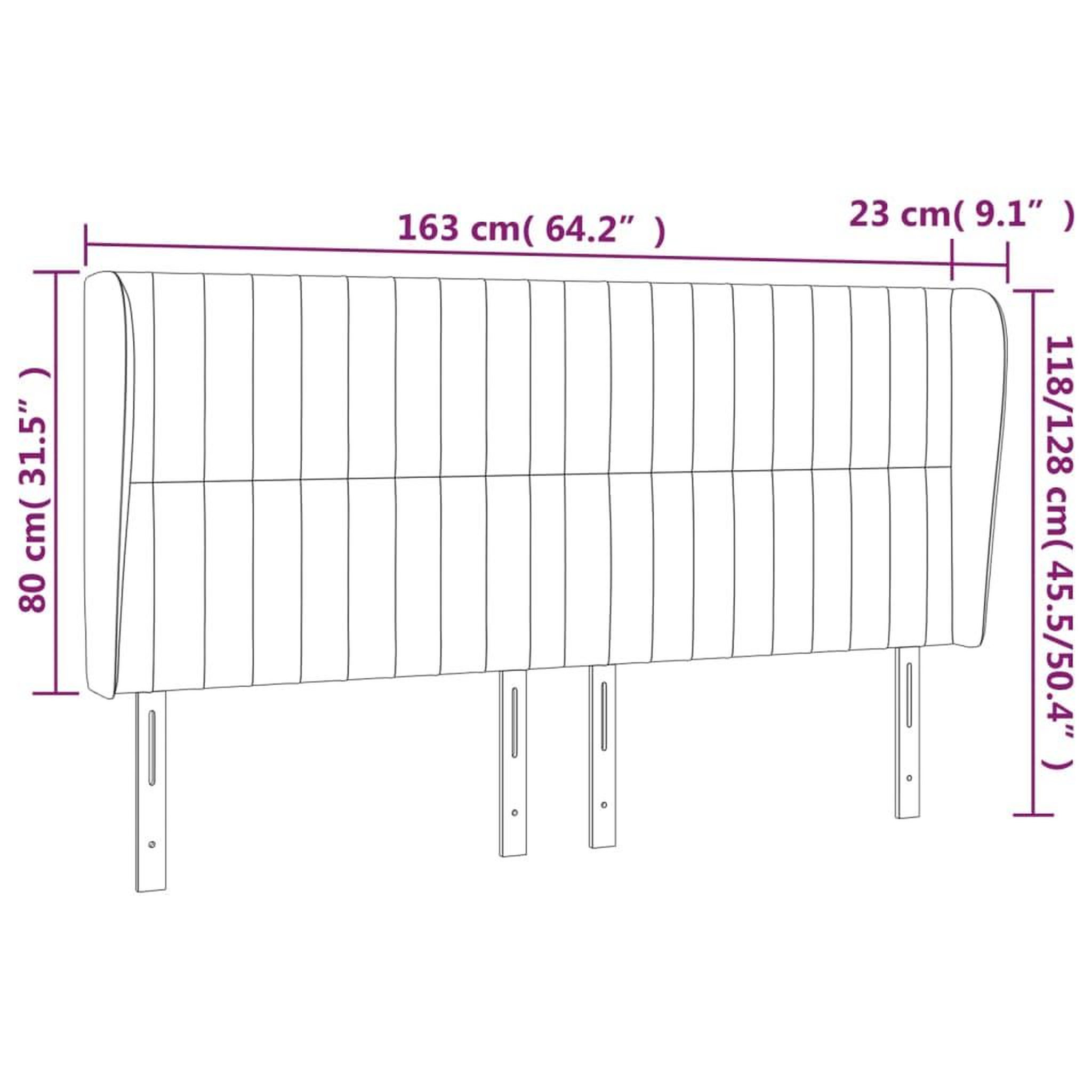 Voir la diapositive 6 : VIDAXL Tete de lit avec oreilles Gris clair 163x23x118/128 cm Velours