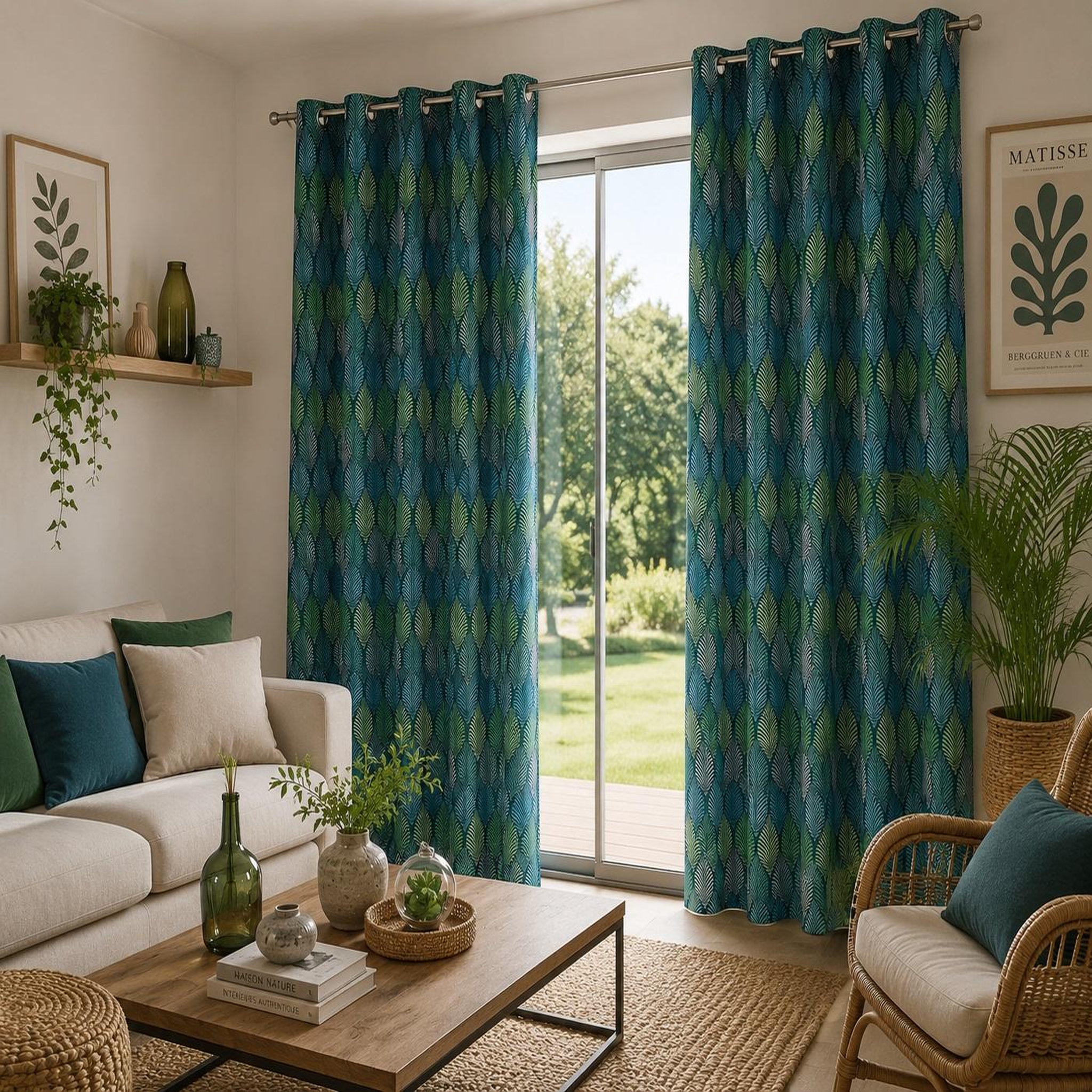 Voir la diapositive 2 : Eden Rideau a oeillets collection winter green 140 x 260 cm