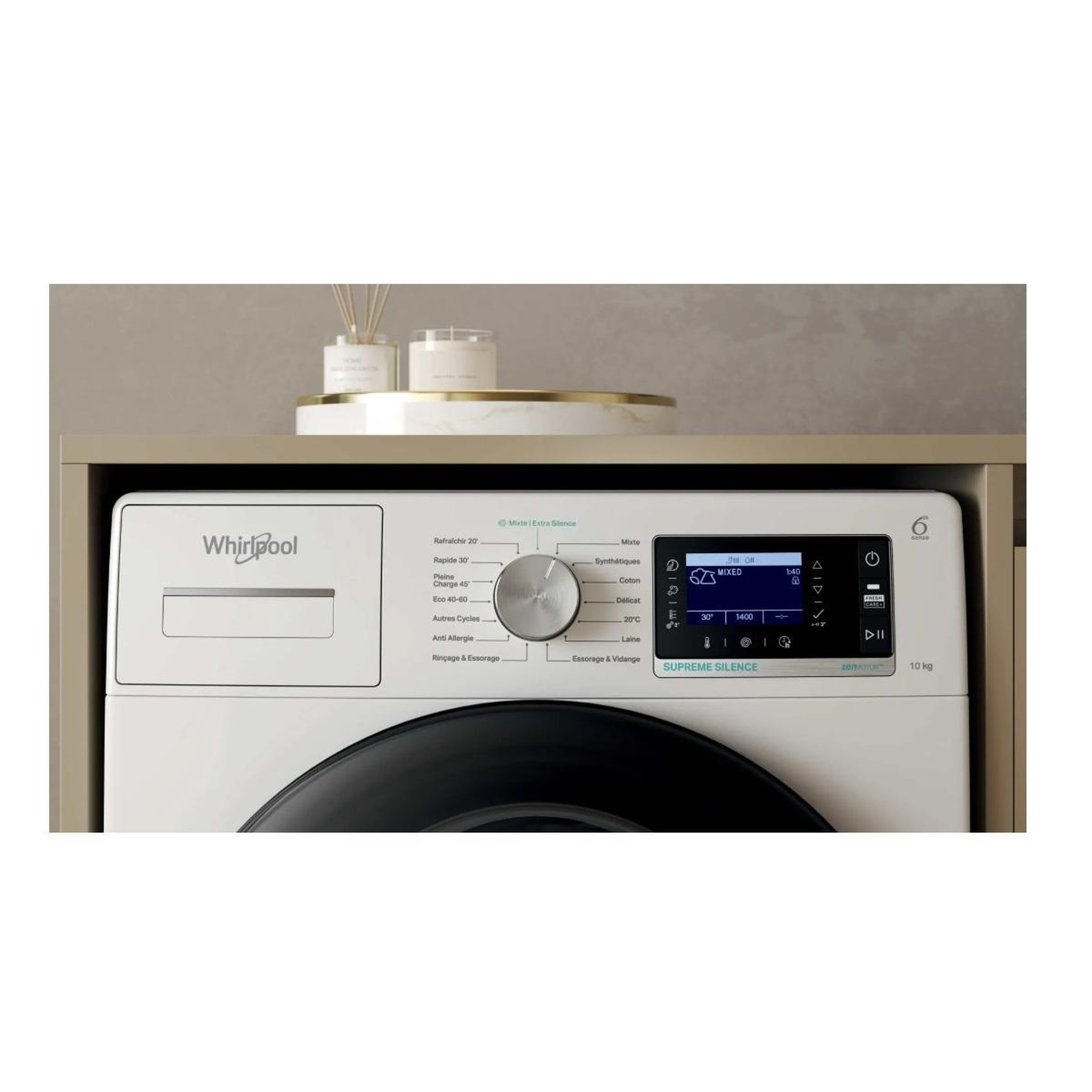 Voir la diapositive 5 : Whirlpool Lave-linge frontal 10kg 1400 tours/min blanc - w608fr