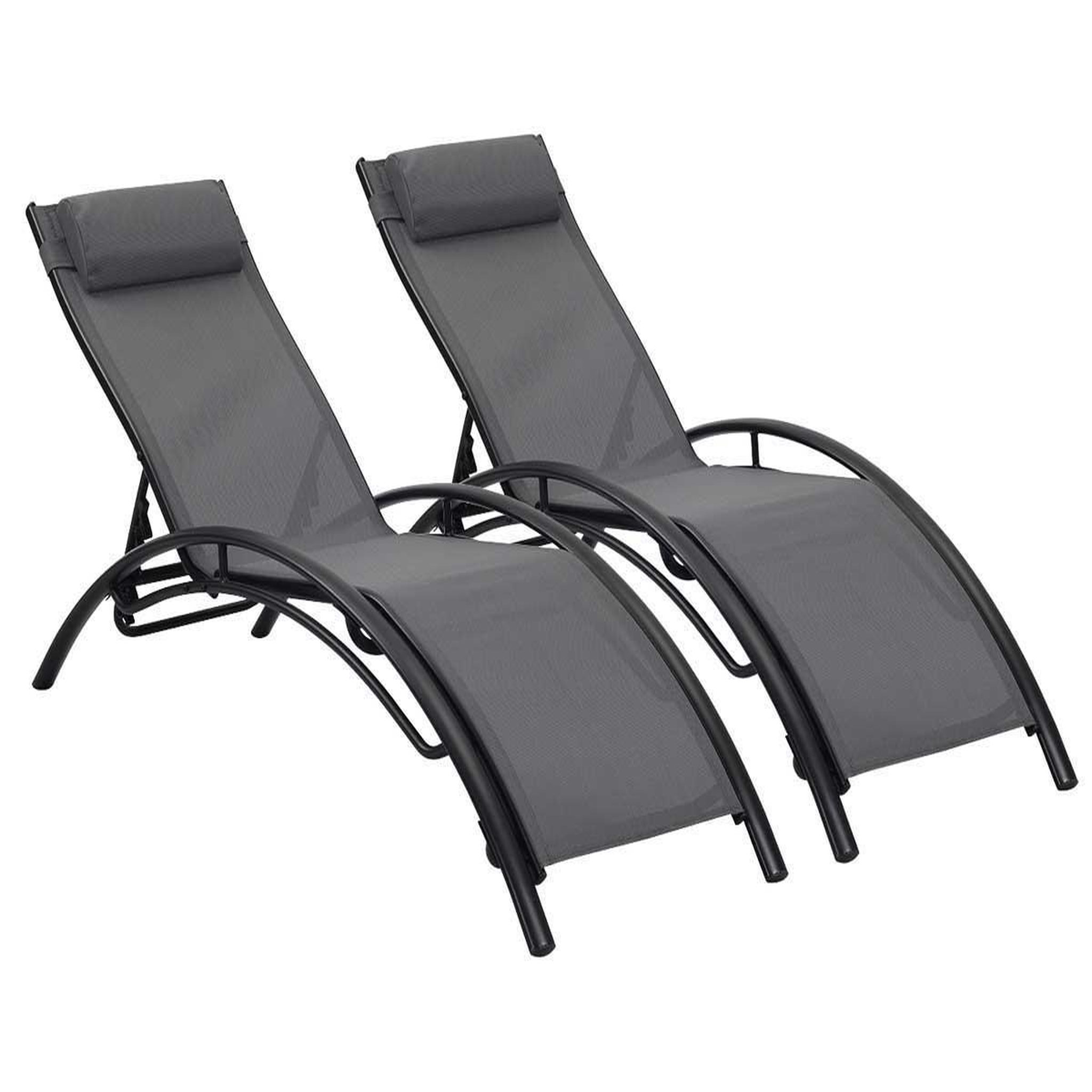 Voir la diapositive 1 : Habitat et Jardin Bain de soleil en aluminium  Beauty  - Phoenix - Gris foncé / Noir - Lot de 2