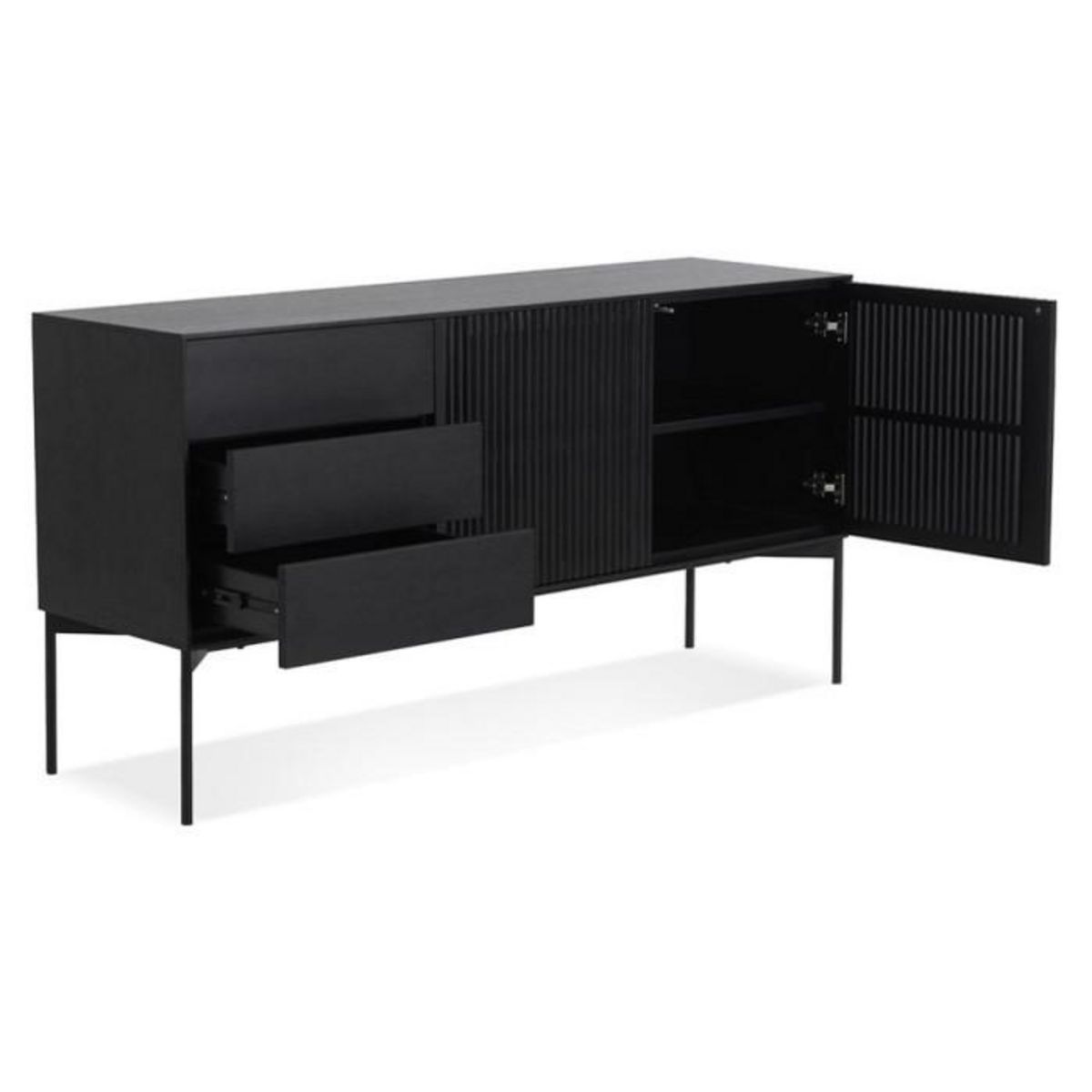 Paris Prix Buffet 3 Tiroirs & 2 Portes Design  Lasco  160cm Noir