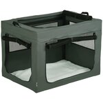 PAWHUT Sac de transport pliable pour chien chat - 2 poignées, 3 portes - dim. 89L x 62l x 62H cm - acier polyester gris