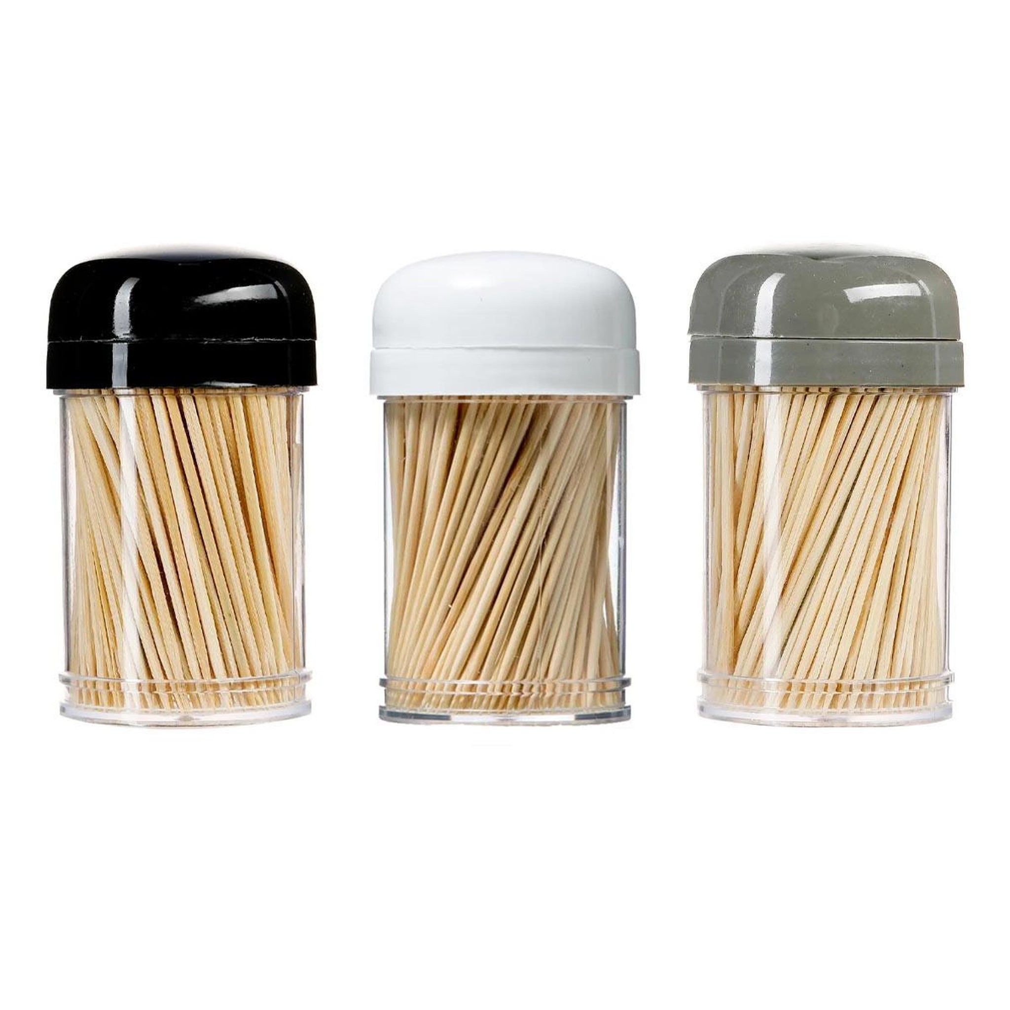 FIVE Lot de 3 pots à cure-dents  bambou  8cm multicolore