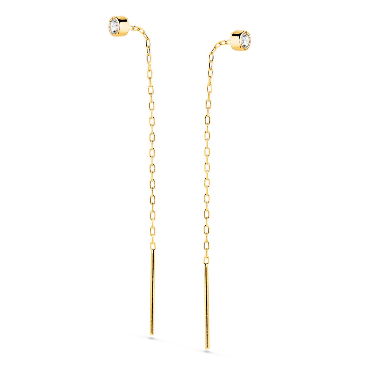 L'ATELIER D'AZUR Boucles d'Oreilles Or 18 Carats 750/000 Jaune Pendantes - Zirconium