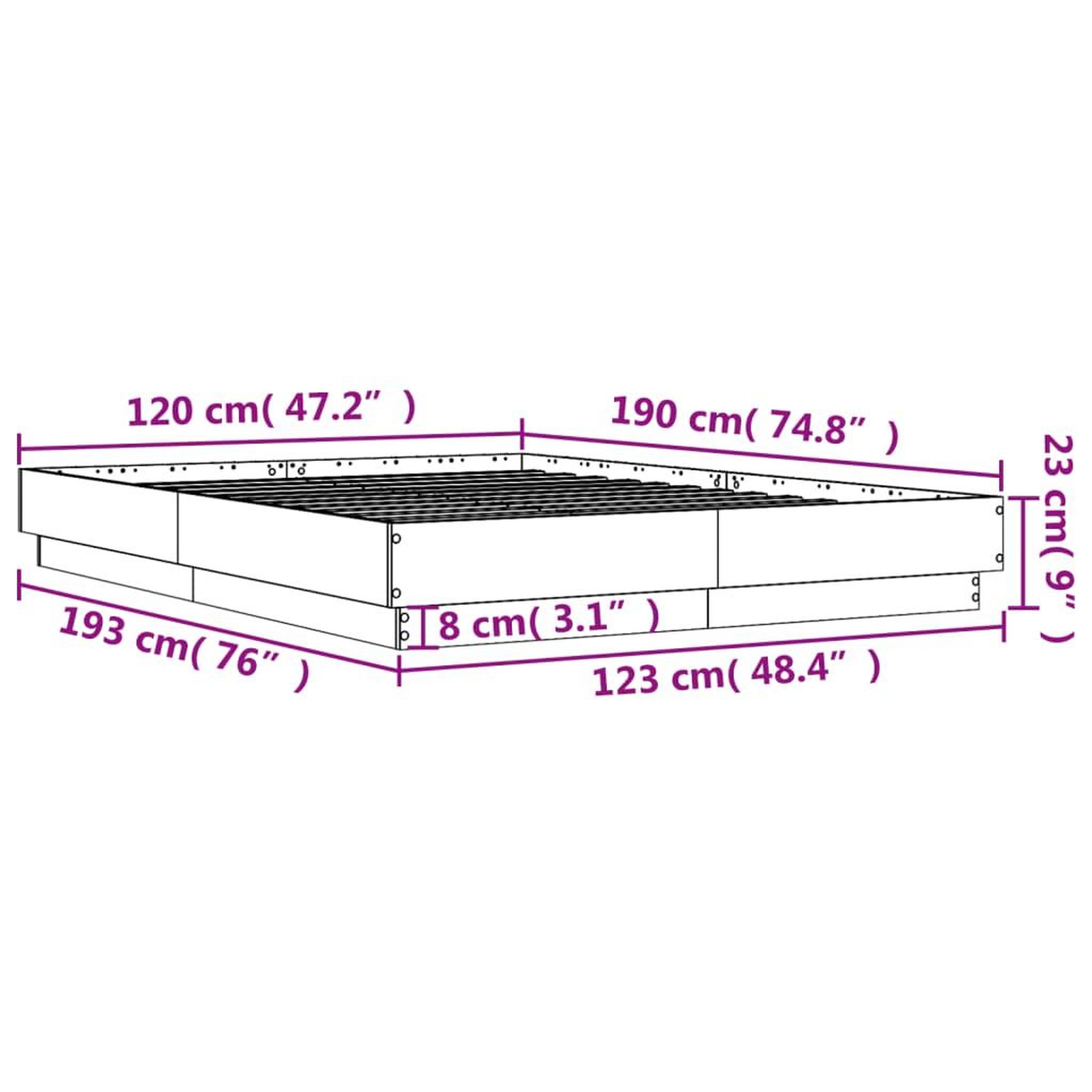 Voir la diapositive 6 : VIDAXL Cadre de lit sans matelas sonoma gris 120x190 cm
