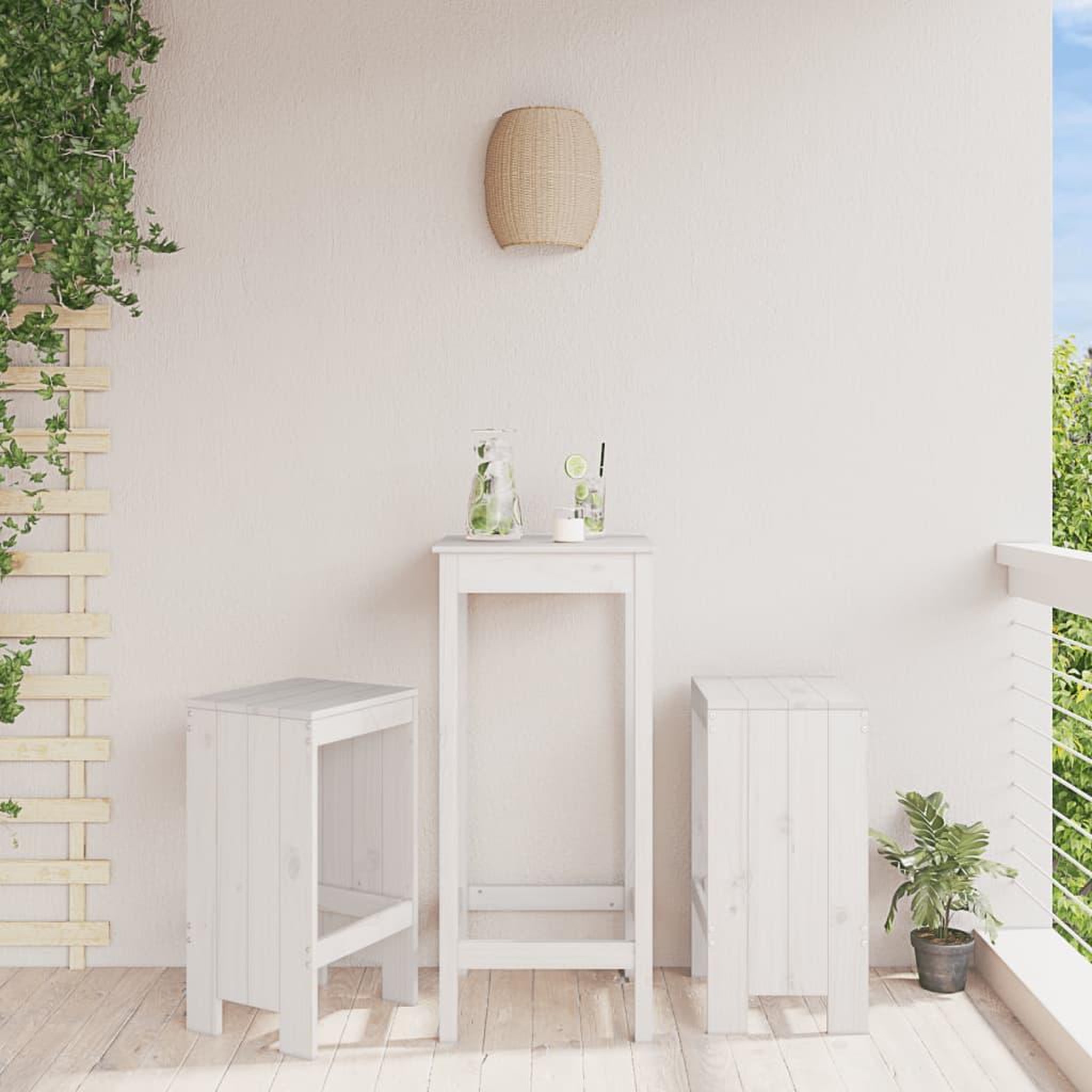 VIDAXL Tabourets de bar lot de 2 blanc 40x36x75 cm bois massif de pin