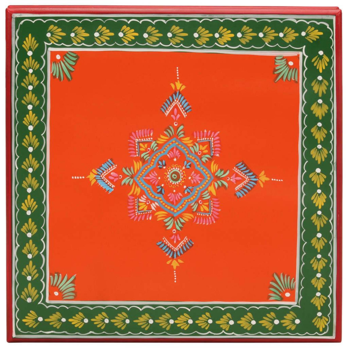 VIDAXL Table basse orange bois de manguier massif peint a la main