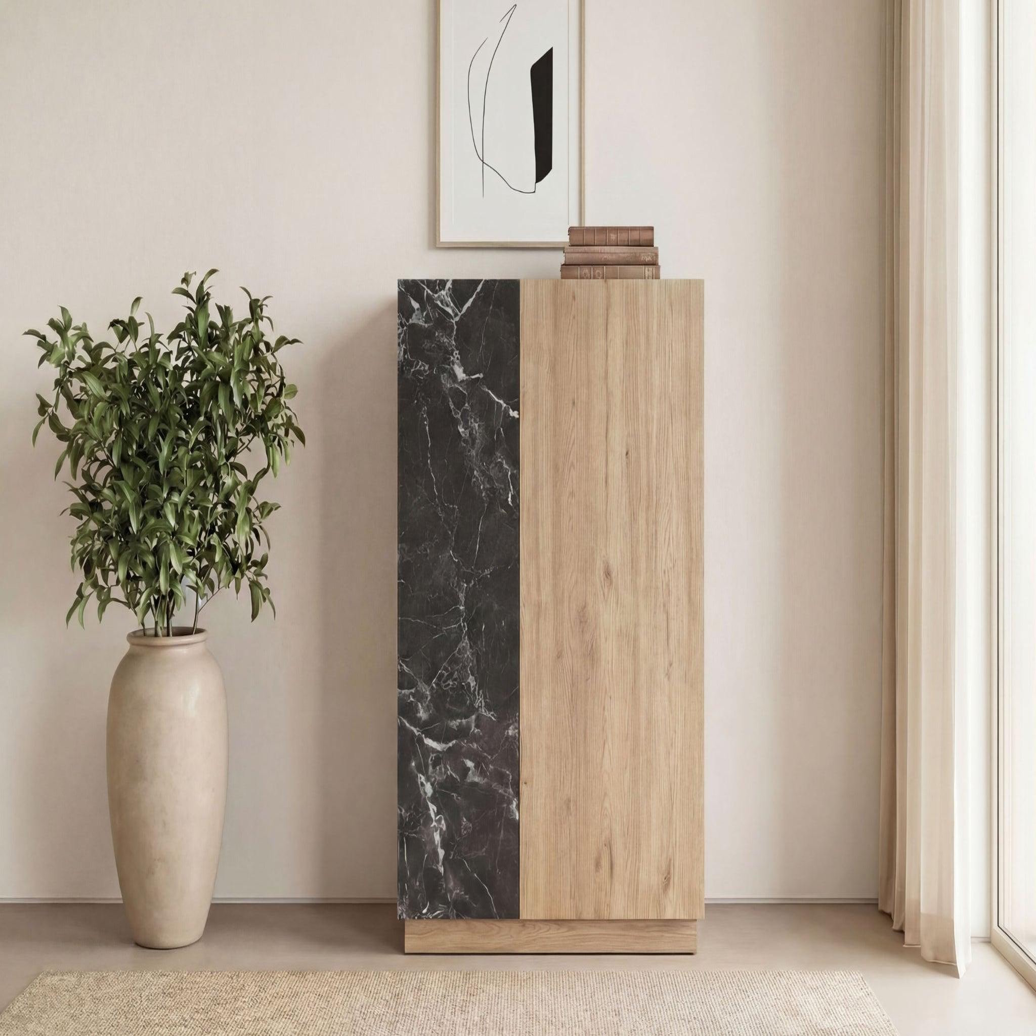 Voir la diapositive 2 : CASANOVA PARIS Auren - commode 2 portes 90cm en mélamine - chêne clair