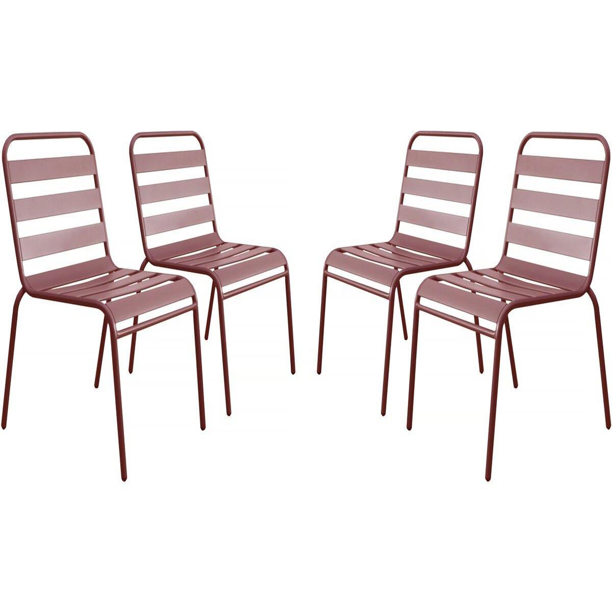 Habitat et Jardin Lot de 4 chaises de jardin en métal empilables  bilbao  - terracotta