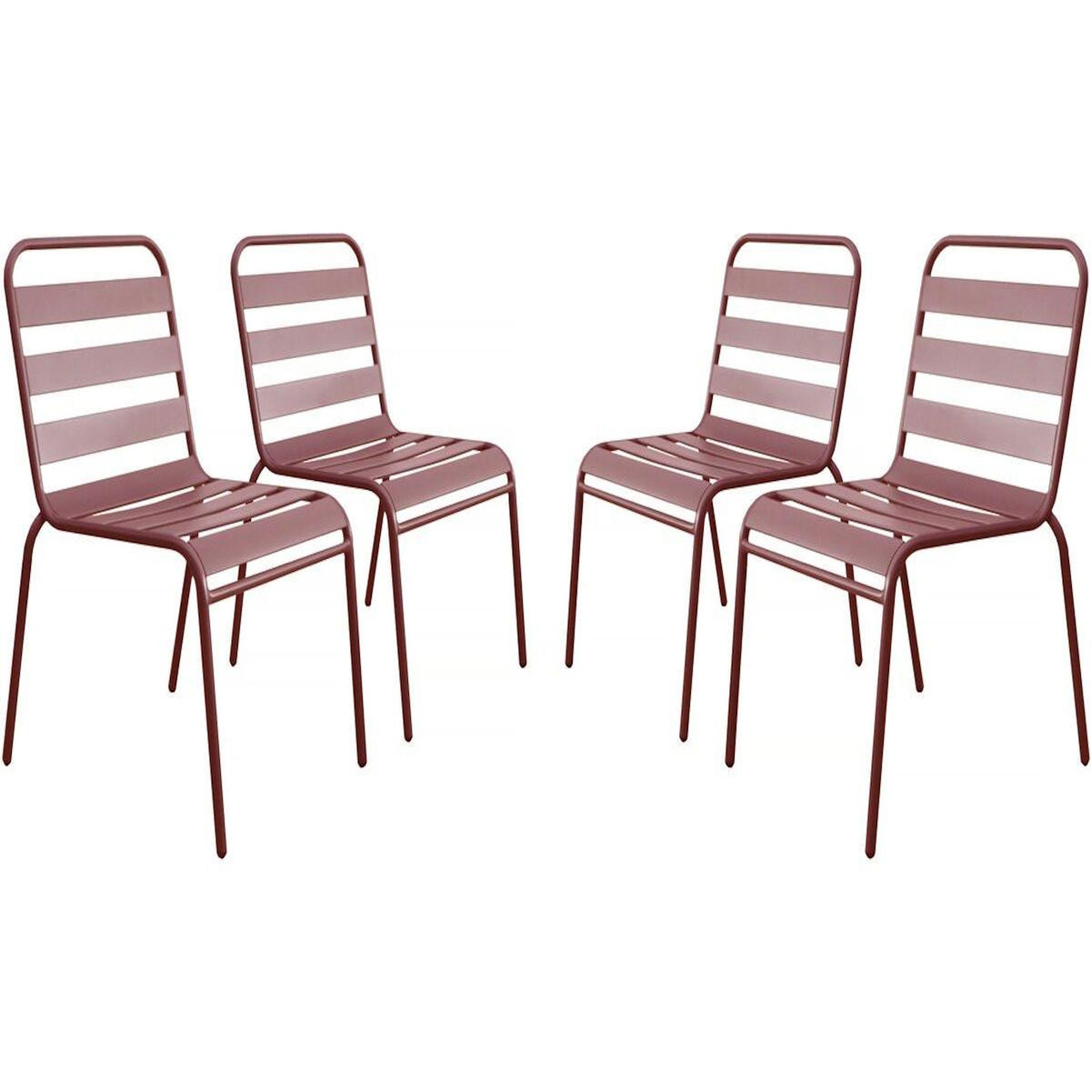 Habitat et Jardin Lot de 4 chaises de jardin en métal empilables  Bilbao  - Terracotta