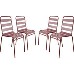 Habitat et Jardin Lot de 4 chaises de jardin en métal empilables  Bilbao  - Terracotta