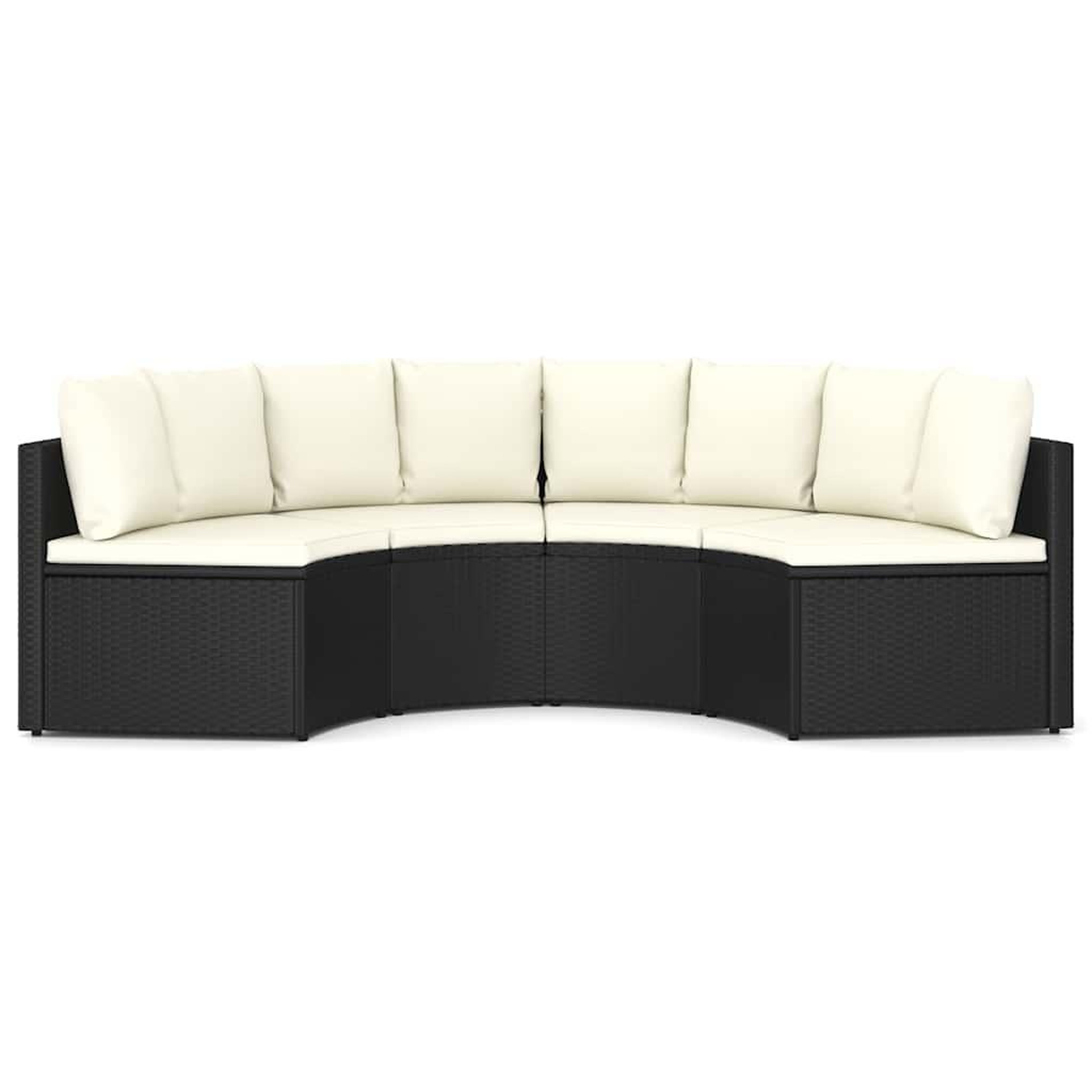Voir la diapositive 4 : VIDAXL Salon de jardin 4 pcs avec coussins Resine tressee Noir