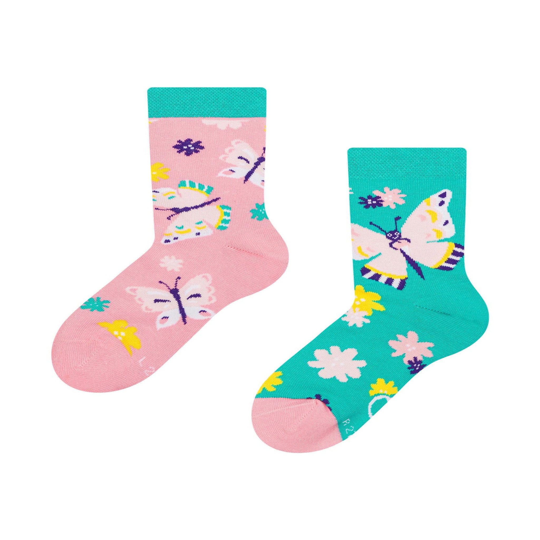 DEDOLES Chaussettes enfants papillons doux. Coloris disponibles : Multicolore