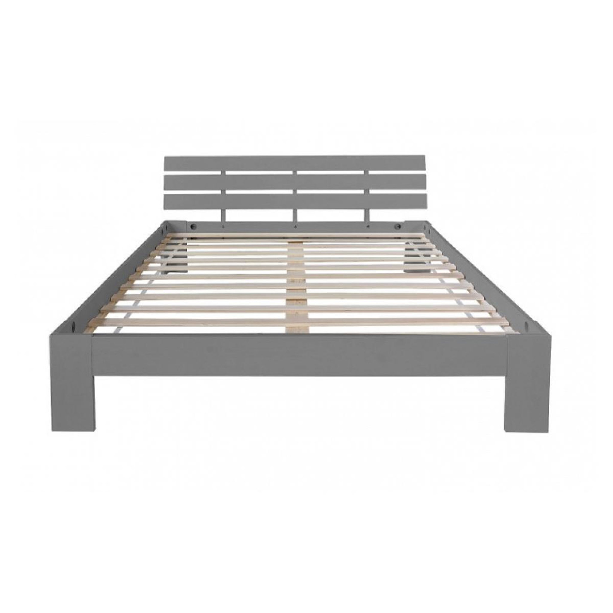 Voir la diapositive 3 : HomeStyle4U Lit double lit en bois futon lit 140x200 lit pin gris cadre de lit en bois massif