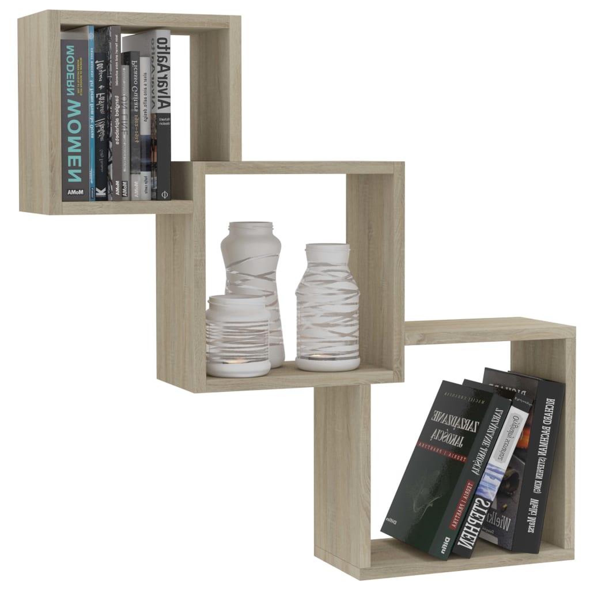 Voir la diapositive 3 : VIDAXL Etageres murales cubiques chene sonoma bois ingenierie