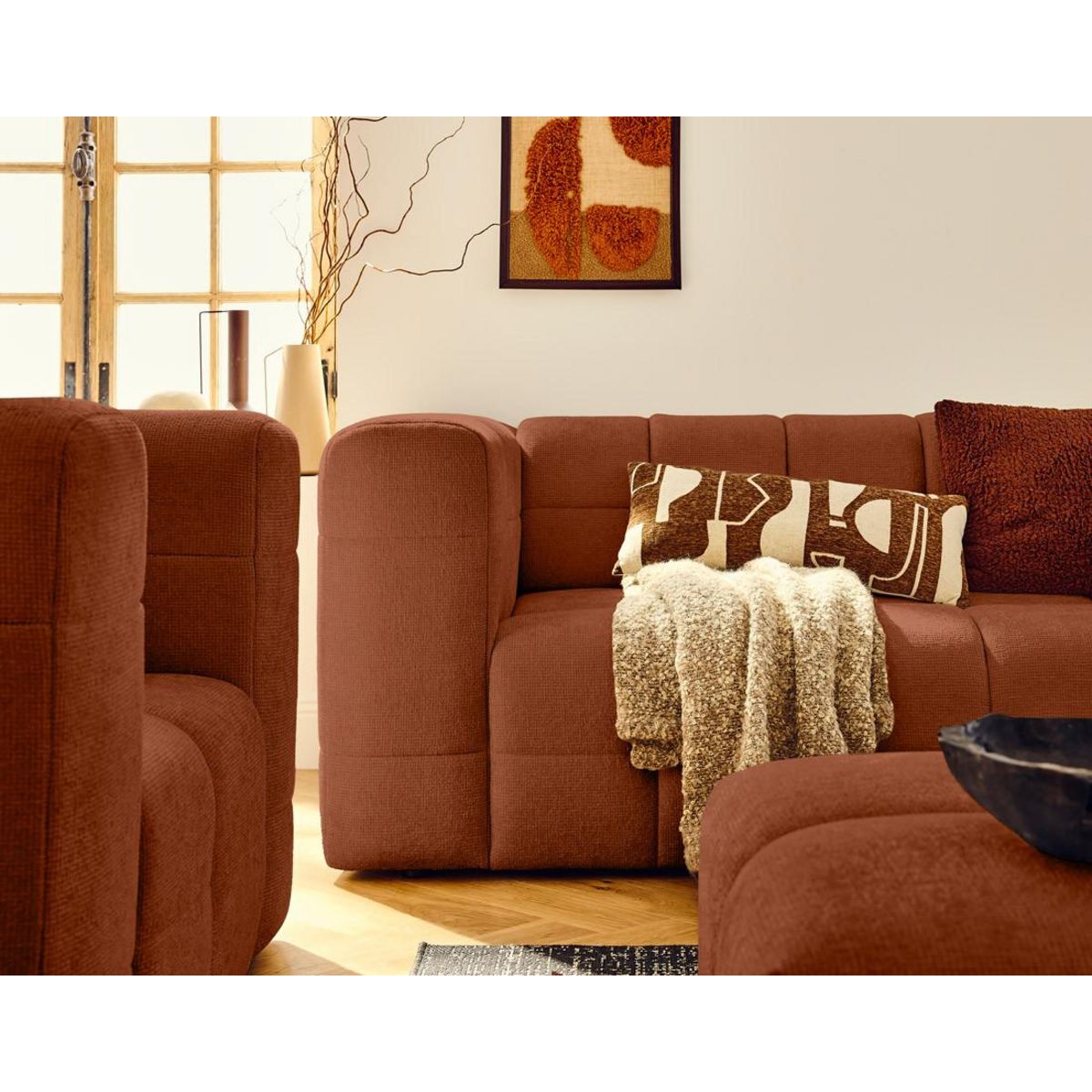 LISA DESIGN Suzano - canapé droit 2 places en tissu texturé