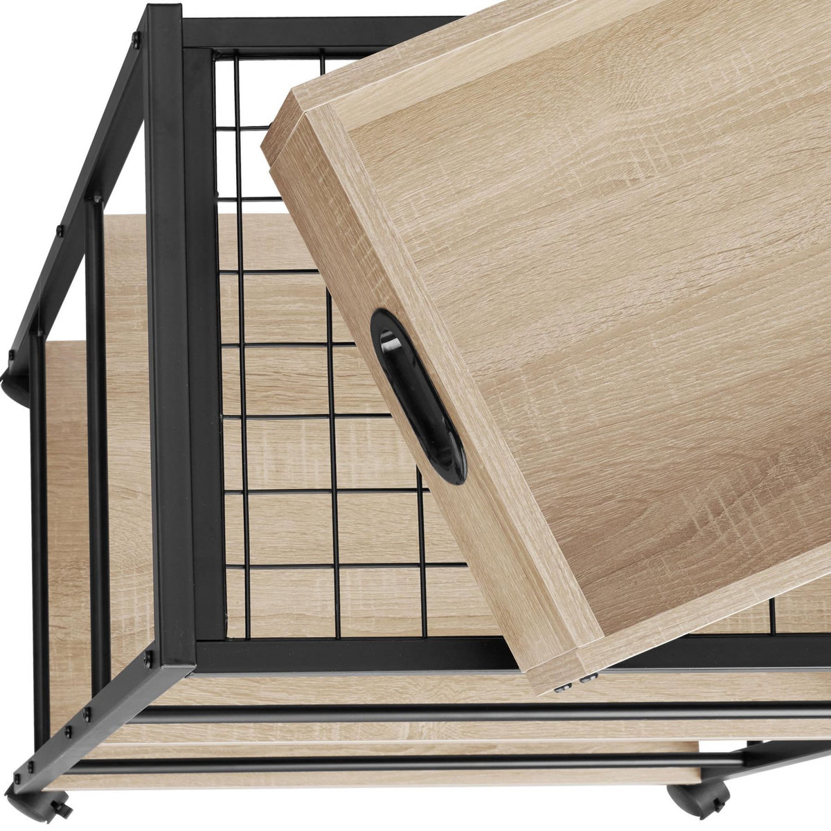 tectake Chariot de service style industriel Bois clair industriel, Chêne Sonoma