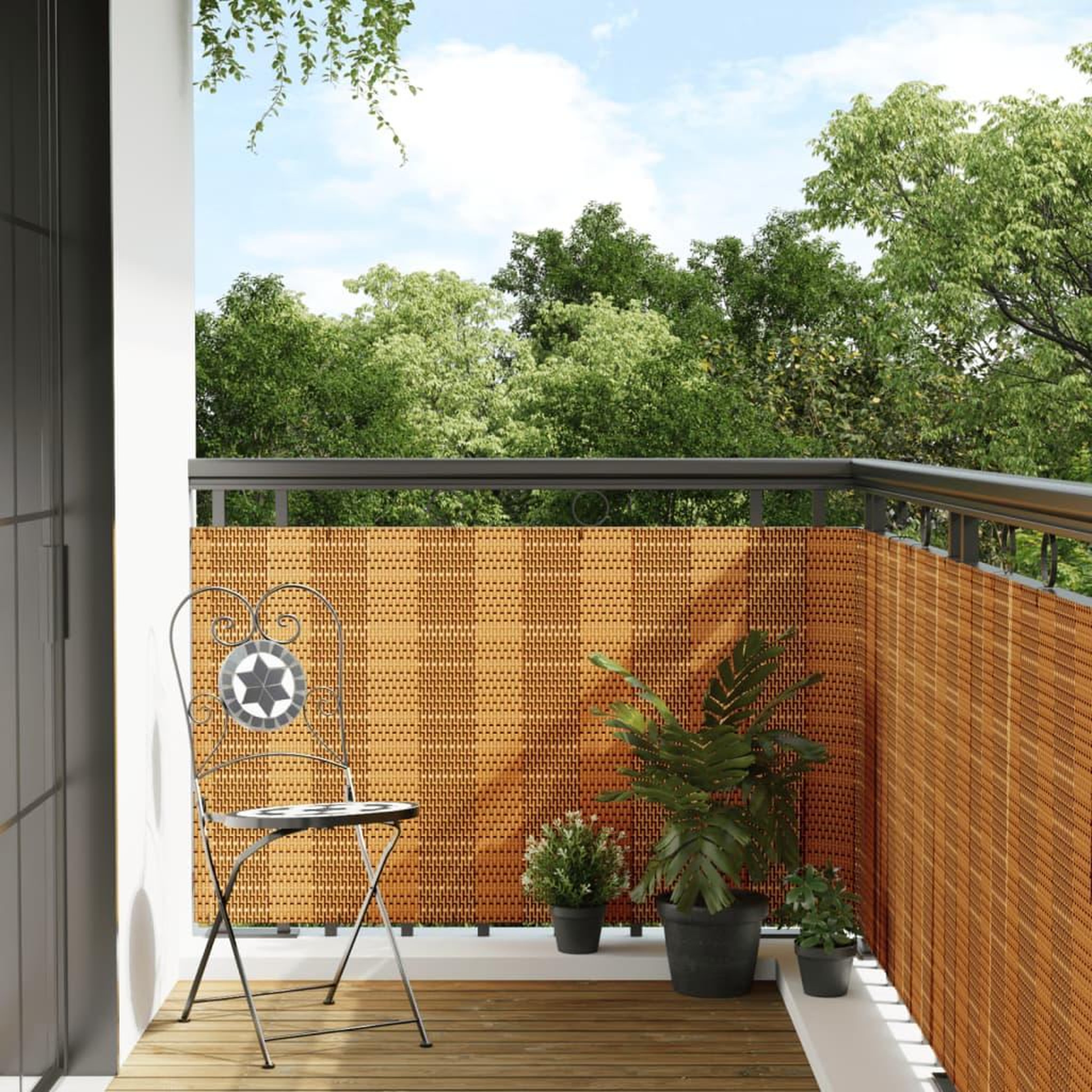 VIDAXL Paravent de balcon marron clair 600x90 cm resine tressee
