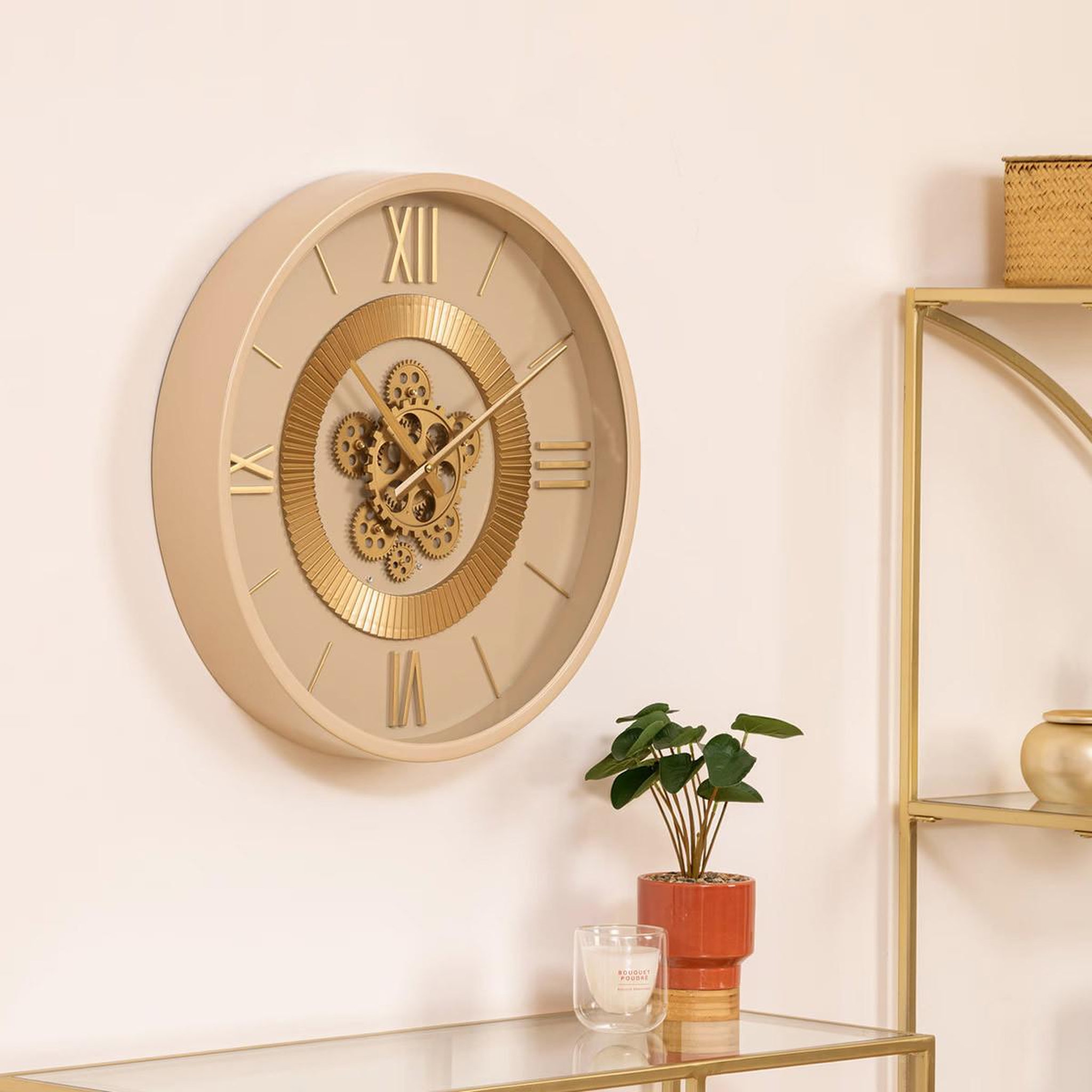 Voir la diapositive 4 : ATMOSPHERA Horloge murale engrenage  guiliana  50cm beige
