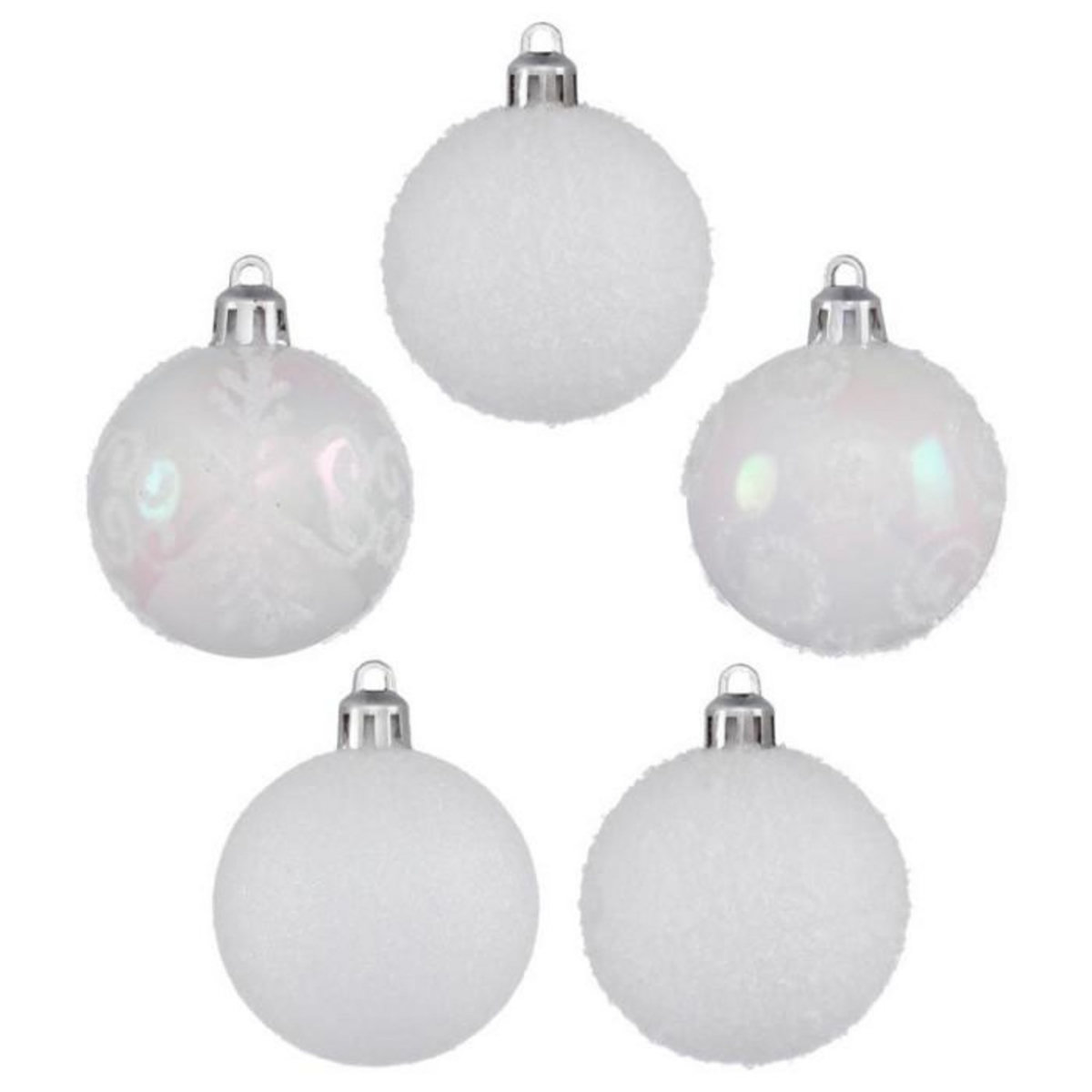 FEERIC LIGHT & CHRISTMAS Lot de 5 Boules de Noël  Colorama  5cm Blanc